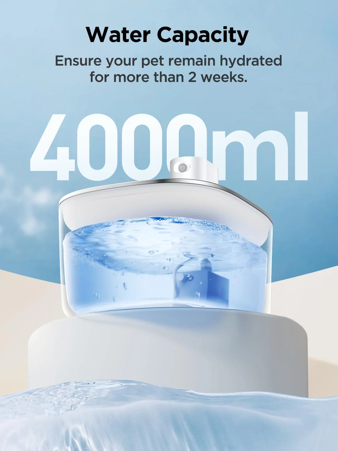 Fontaine à Eau pour Chat sans Fil 4L avec Détecteur de Mouvement, Distributeur Automatique pour Chats et Chiens, Batterie 4000mAh, 2 Filtres