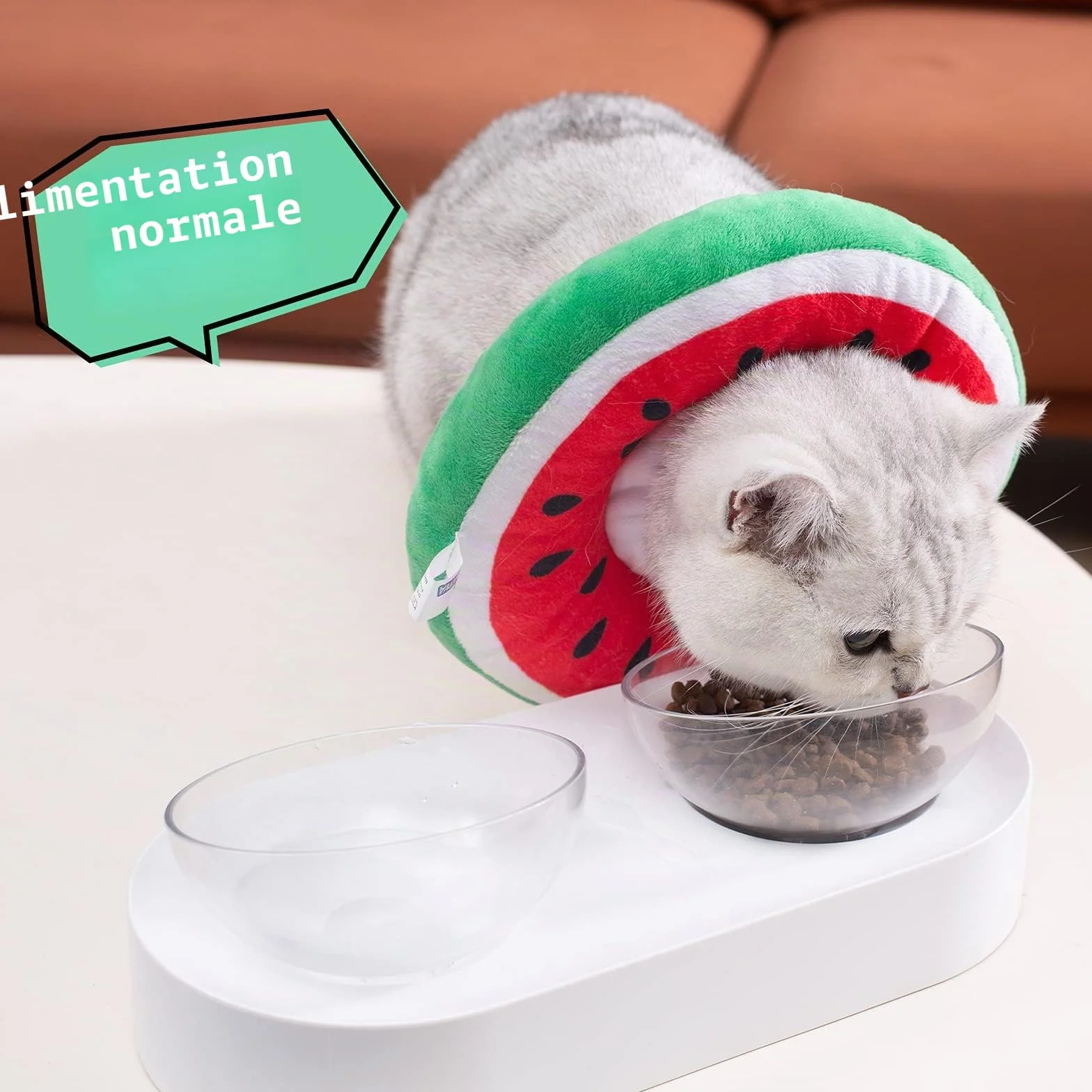 ANWA Collerette pour Chat Anti Léchage Réglable Pliable en Tissu Souple Forme Fruit Pastèque Taille S