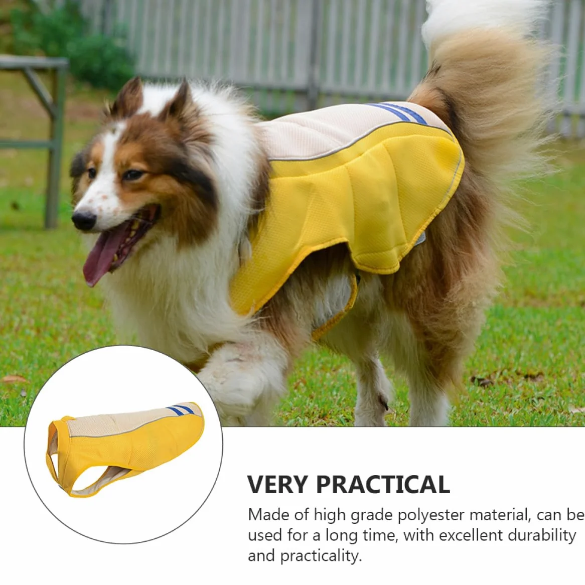Artibetter Gilet Rafraîchissant de Prévention Le Coup de Chaleur Jaune pour Chien en Polyester Léger et Confortable Promenade Séances Photo