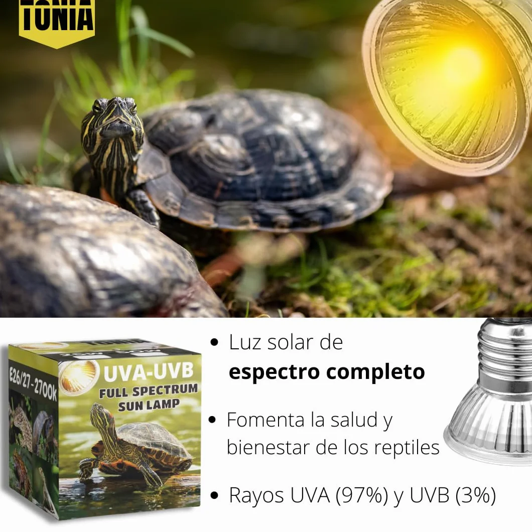 Tonia Lampe UVB 3.0 25W 50W Lumière solaire à spectre complet reptiles amphibiens