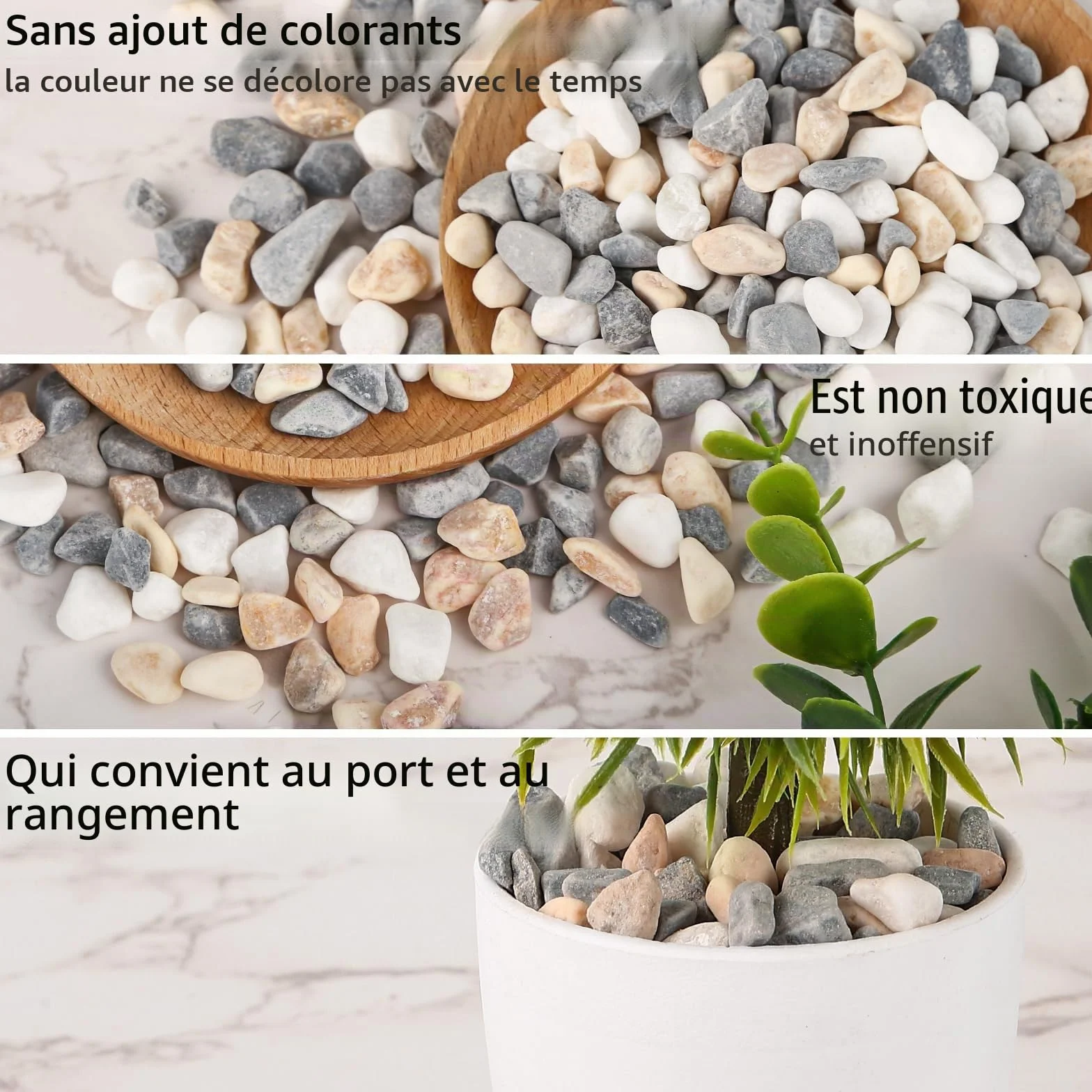 Galets en jade poli 900 g pour aquarium, décoration de jardin, pot de fleurs et vase