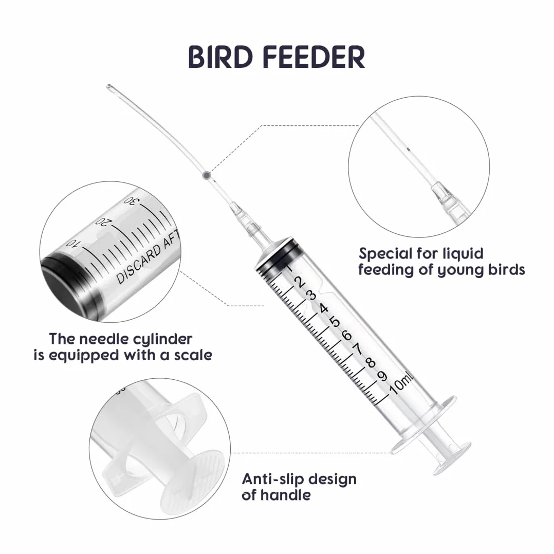 Seringues Alimentaires 10ml avec Tubes de Gavage pour Oiseaux Pigeons Perroquets