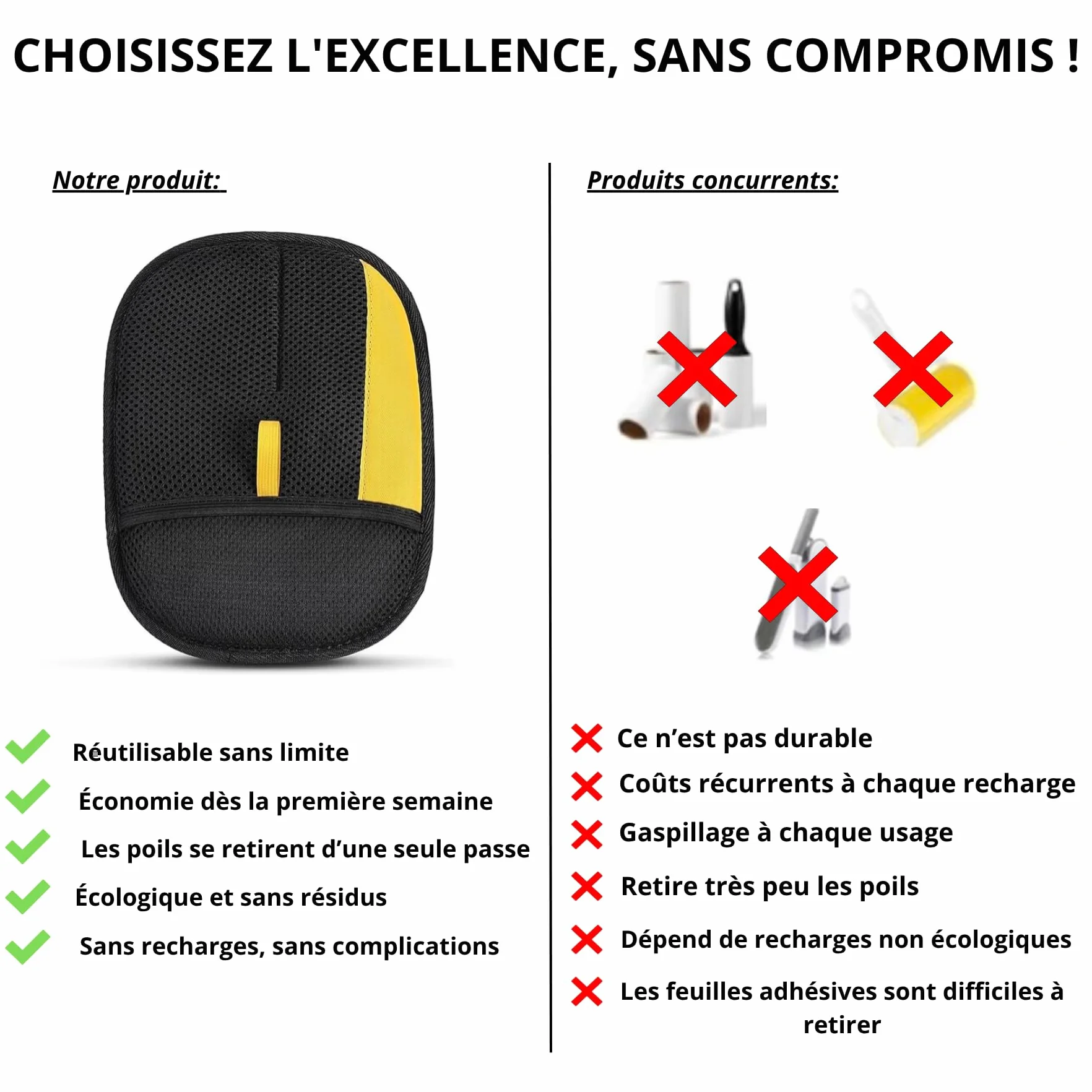 Gant Anti-Poils Chat Chien Double Face Brosse de Toilettage Réutilisable Ramasse-Poils Canapé Tapis Siège Auto Vêtements 2 Pièces