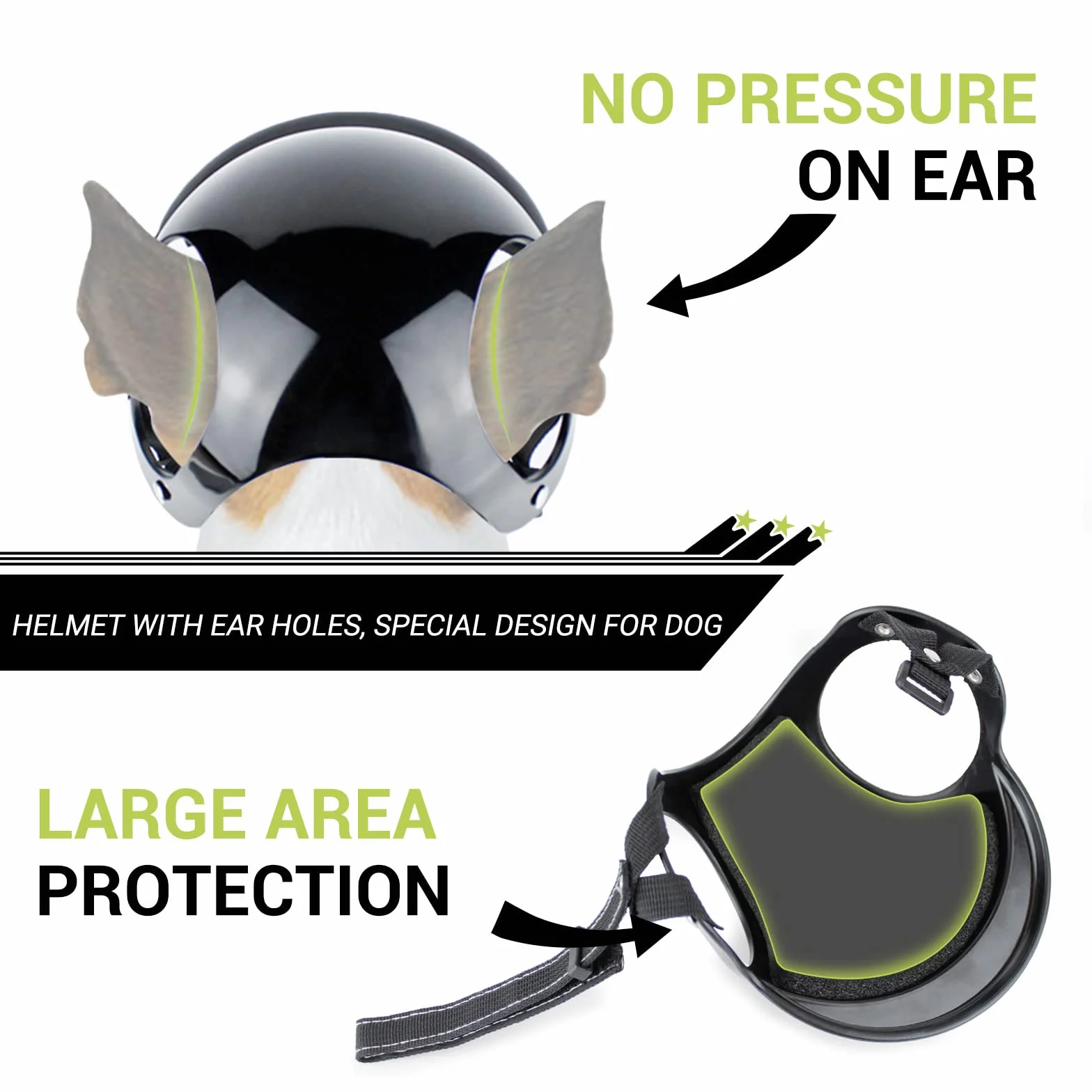 Casque pour chien extra petit avec trous d'oreille – Chapeau réglable et robuste pour activités de plein air/moto/vélo, noir, taille XS