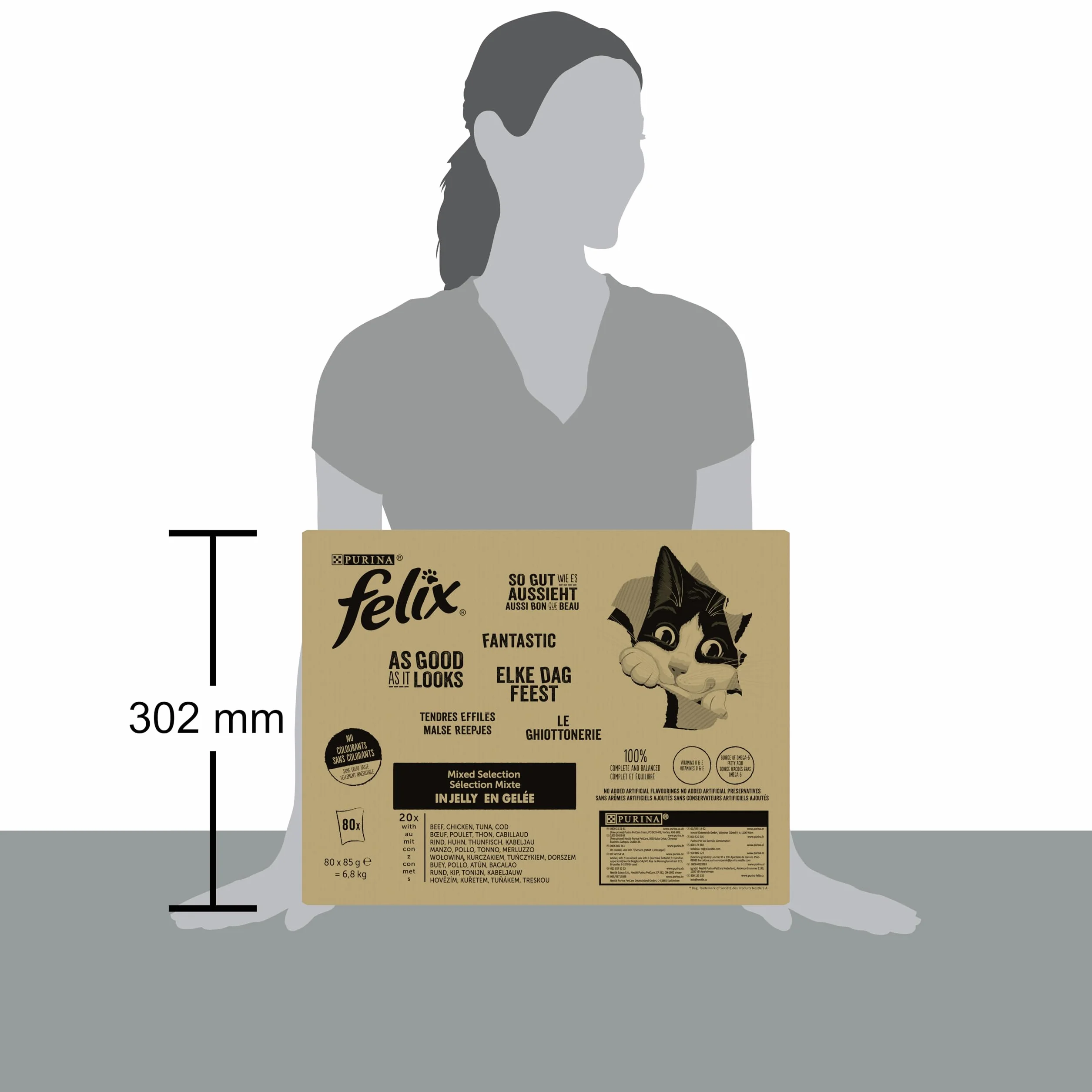 Felix Tendres Effilés Chat Adulte En Gelée au Thon Cabillaud Bœuf Poulet Sachets Fraîcheurs 80 x 85g
