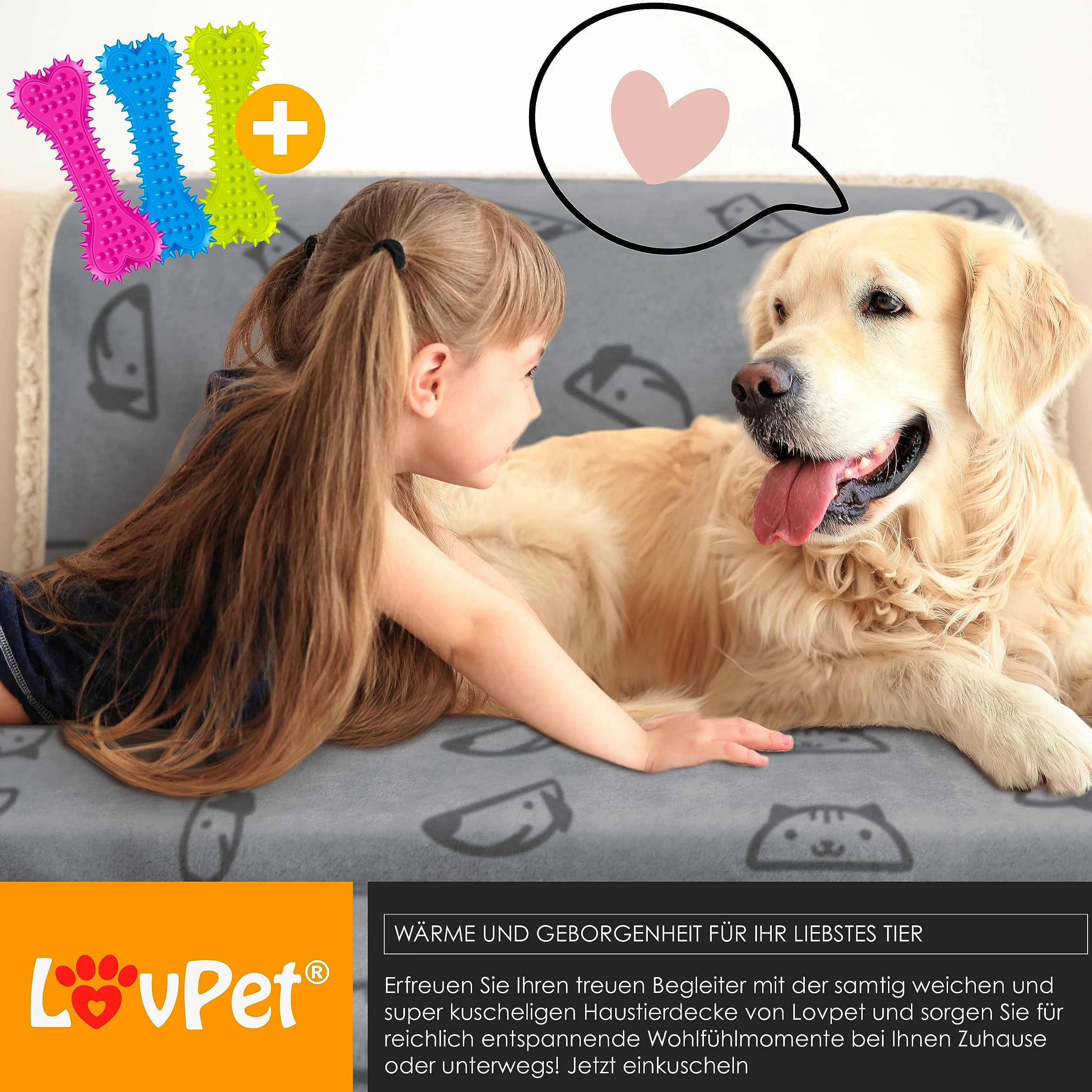 Lovpet Couverture imperméable pour Chiens 152 x 127 cm XL Lavable en Machine Polaire Sherpa