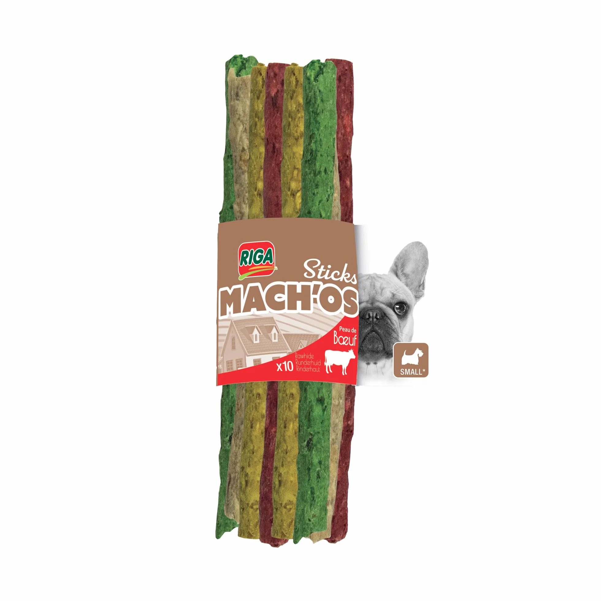 RIGA - Mach'os - Bâtonnet Aggloméré - Friandise Chien - Peau De Buffle - Riche en Protéines - Hygiène Buccale - Mastication Et Récompense - pour Petit Chien - x 10
