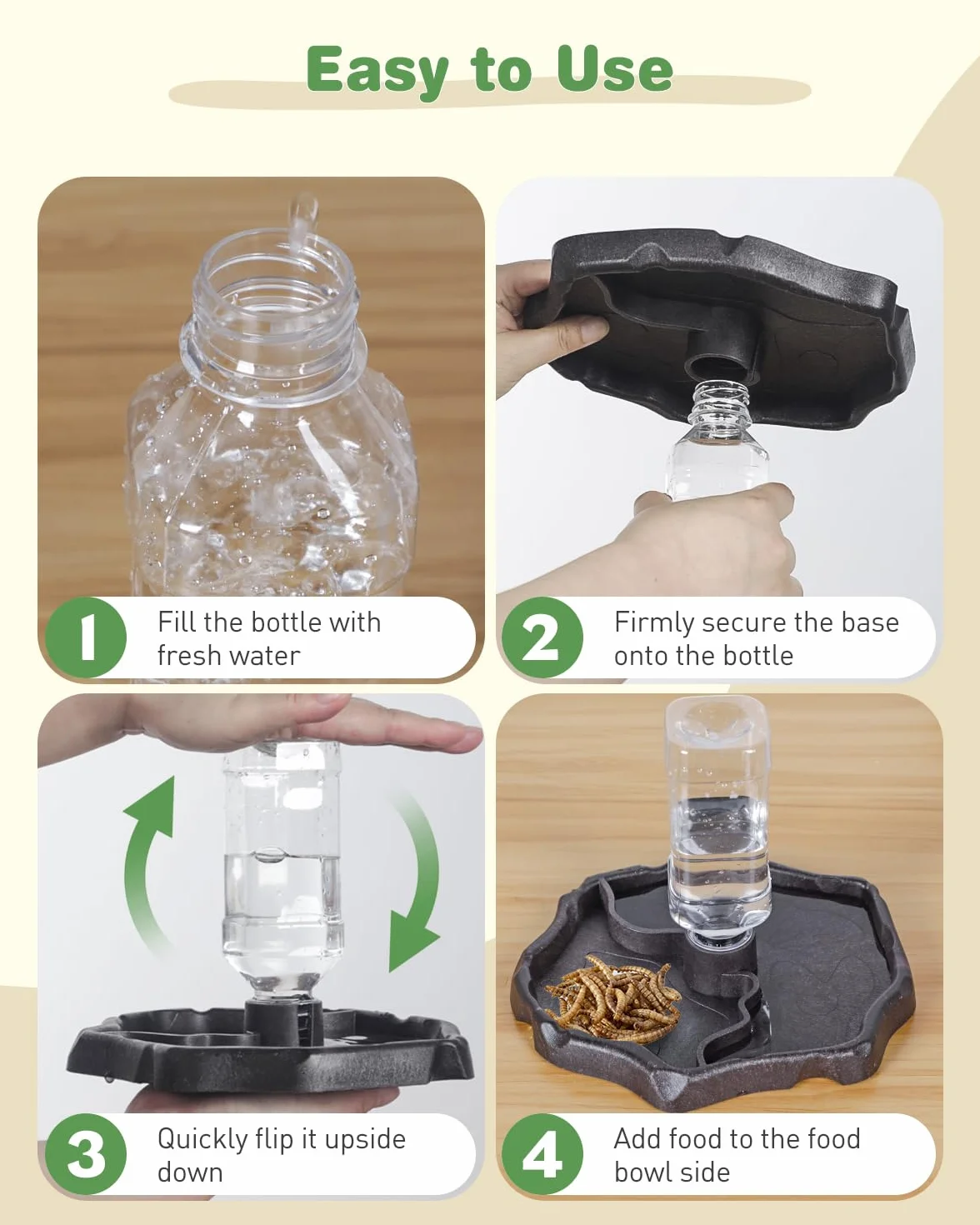 Pawfly Bol à Eau pour Tortues - Gamelle Automatique pour Reptiles avec Distributeur d'eau