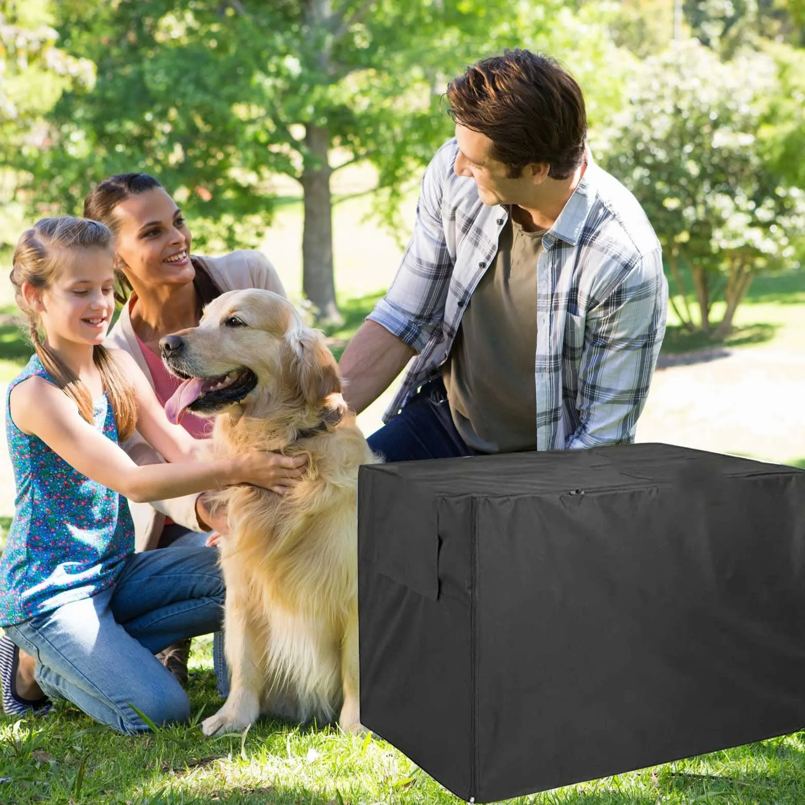 Schleuder Bache Cage Chien Tissu Oxford 210D Double Porte Housse Imperméable 95x61x64cm
