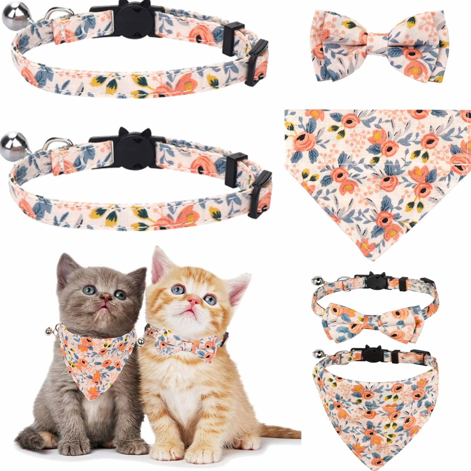 Colliers pour chats avec cloches Collier papillon amovible Bandana 2 pièces pour chat et chien