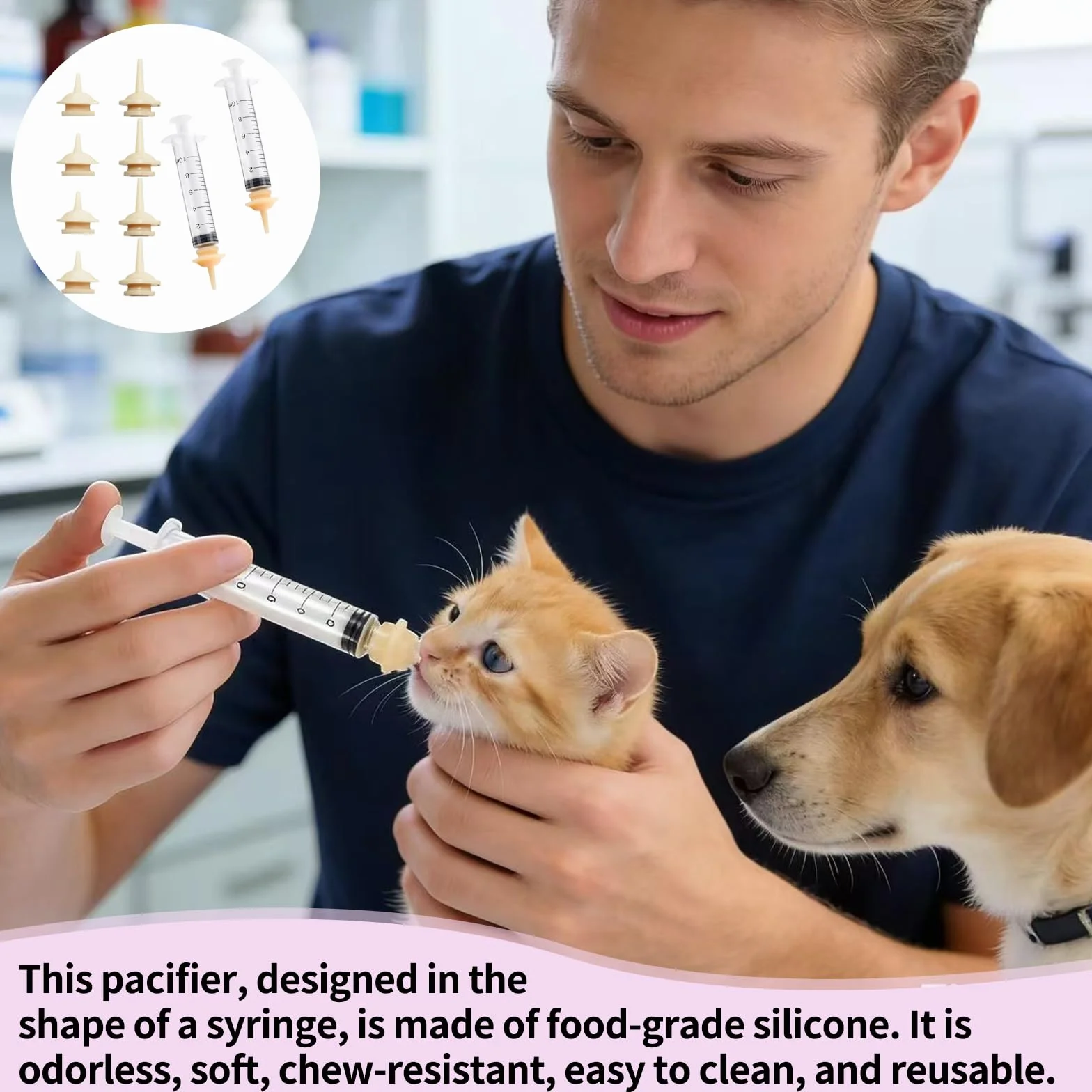 Kit d'Alimentation Animaux Nouveau-Nés avec 10 Tétines Silicone et 2 Seringues Graduées