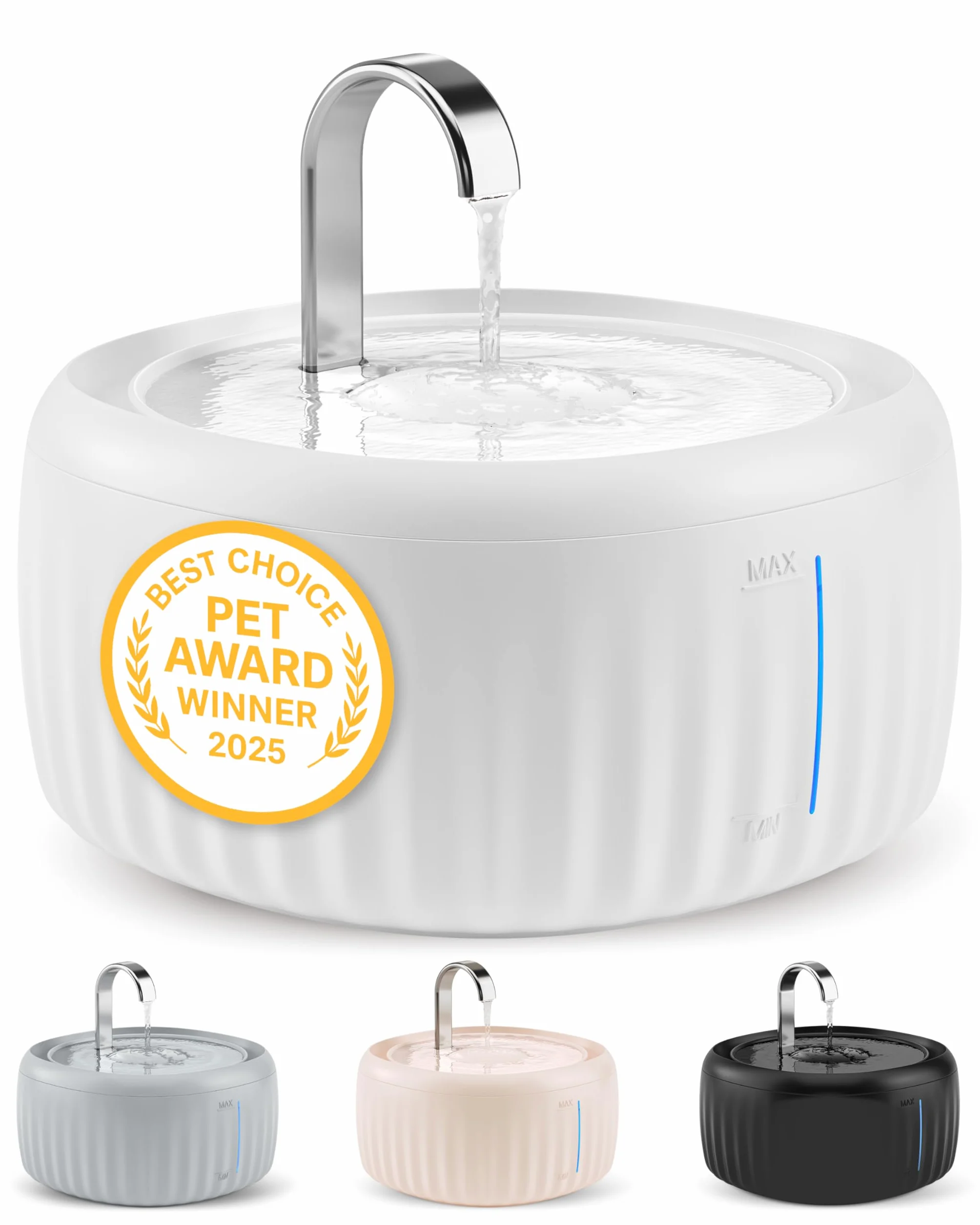 Fontaine à Eau Chat 3L Filtration Charbon Actif Silencieuse Indicateur LED Blanc