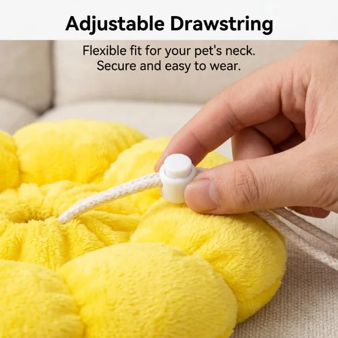 Collerette pour Chat Design Tournesol Collier Élisabethain Doux Protection Après Opération Anti Léchage Réglable