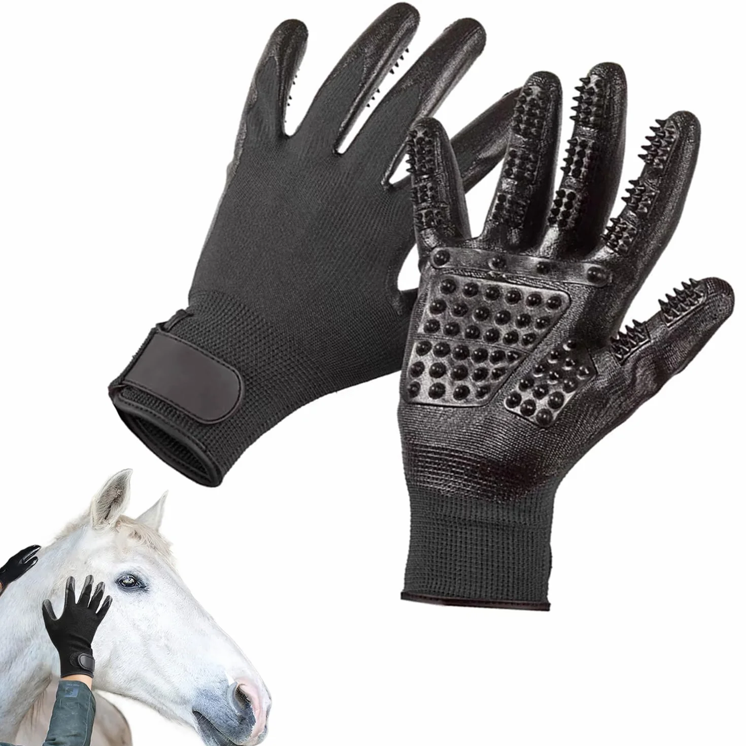 Gants de toilettage pour chien brosse de massage multifonctionnelle en caoutchouc respirant pour chiens chats chevaux fourrure longue courte