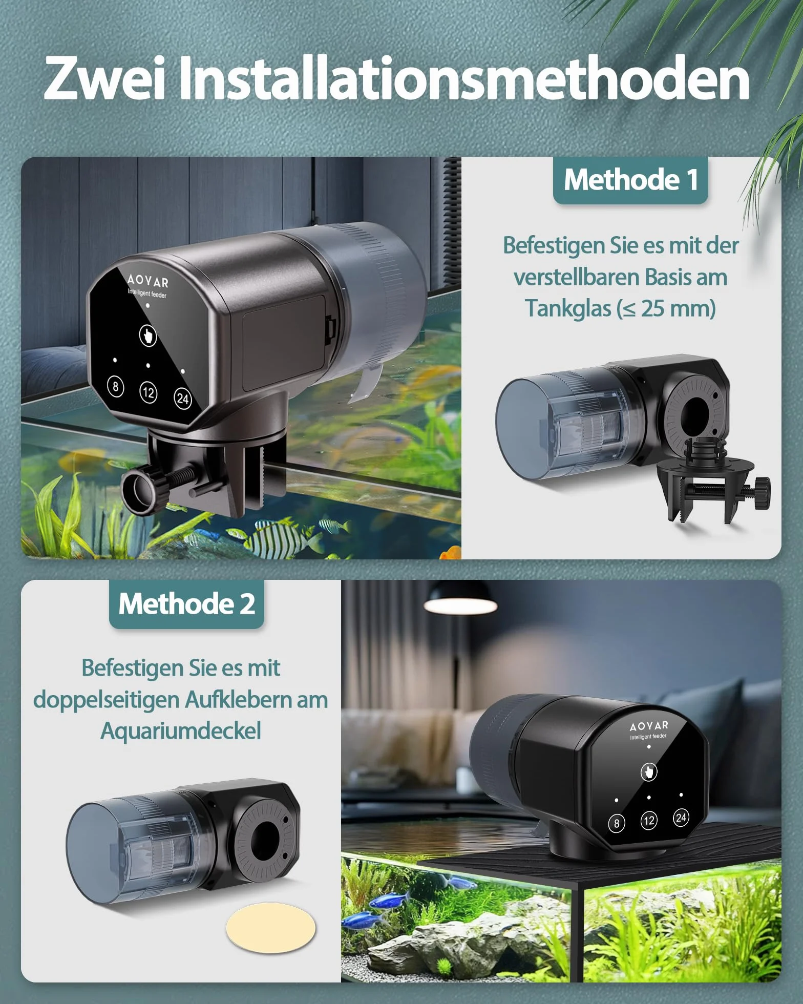 Distributeur Nourriture Poisson Automatique 200ML Grande Capacité Nourrisseur avec Minuterie pour Aquarium