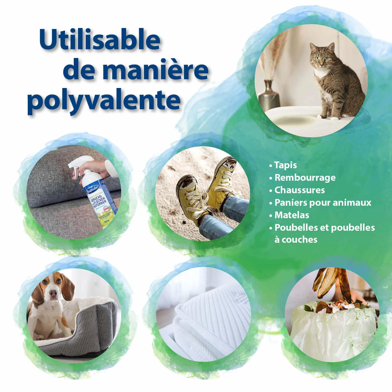 Bactador Anti-Odeur Et Détachant Microbiologique 750 ml Spray Neutralisateur D'Odeurs Nettoyant Enzymatique