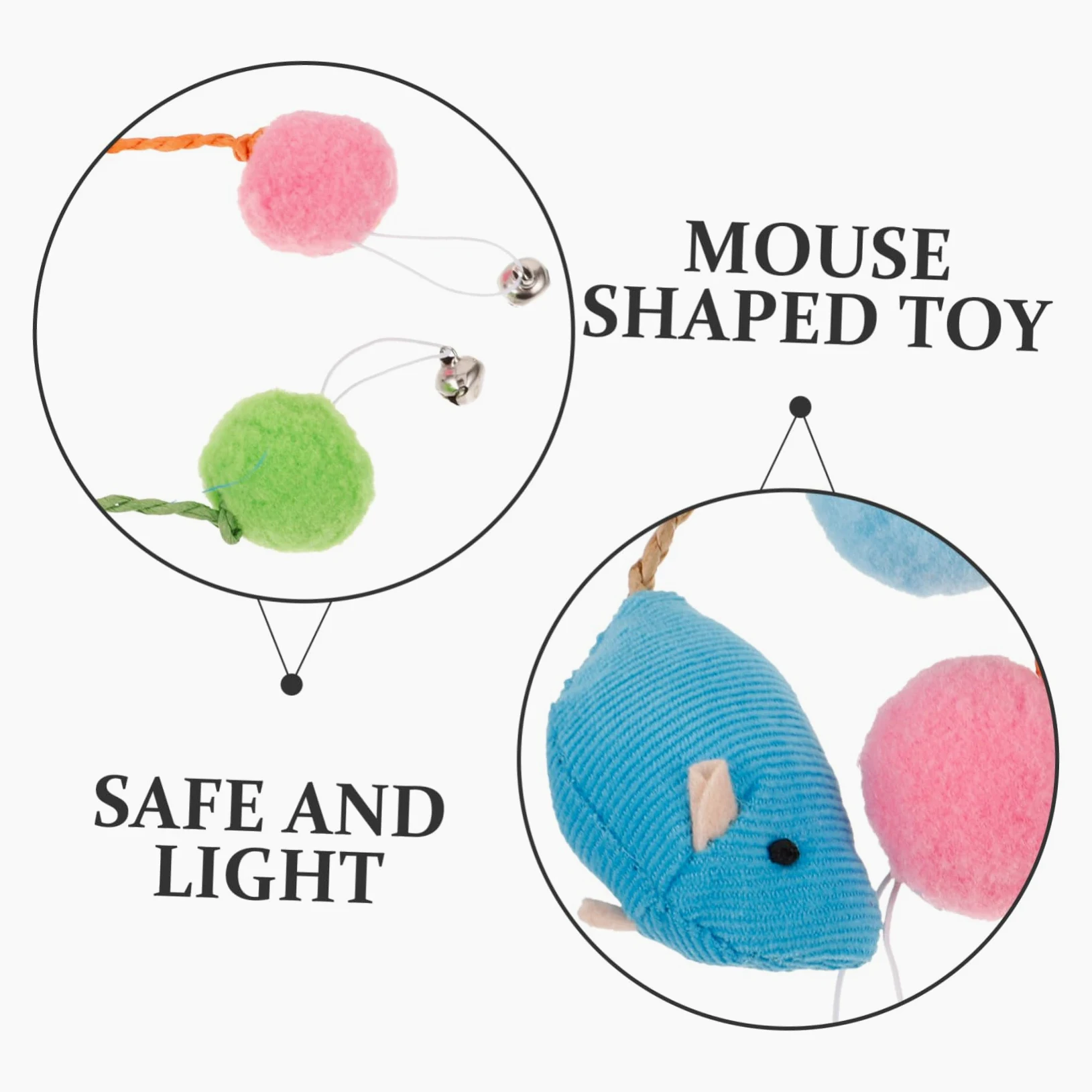 Hemobllo 6Pièces Souris pour Chat Colorées avec Cloche pour Stimule Activité et Jeu Intérieur