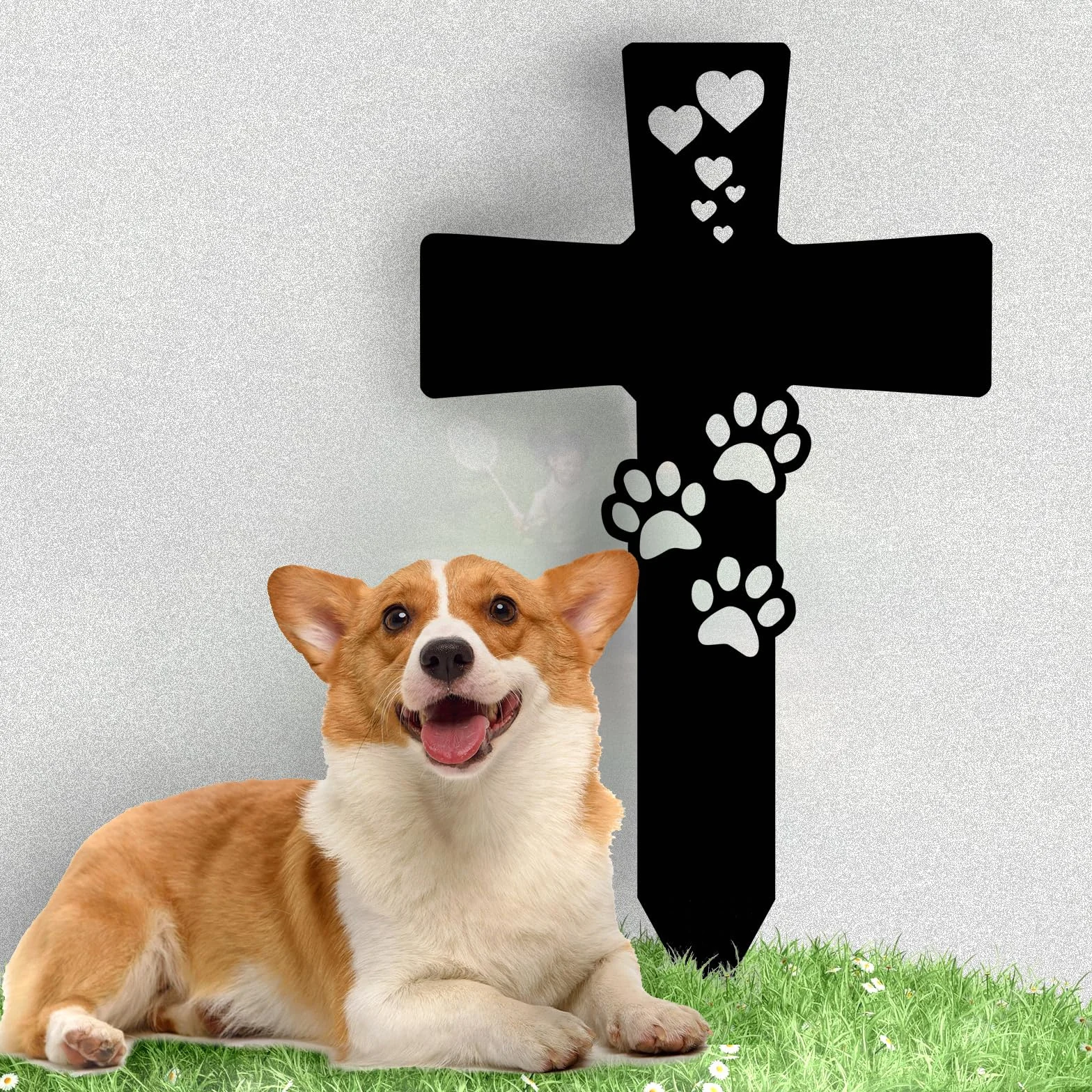 Pierre tombale personnalisée pour Animaux - Croix funéraire avec Gravure - Décoration pour Chien ou Chat - Nom, Date
