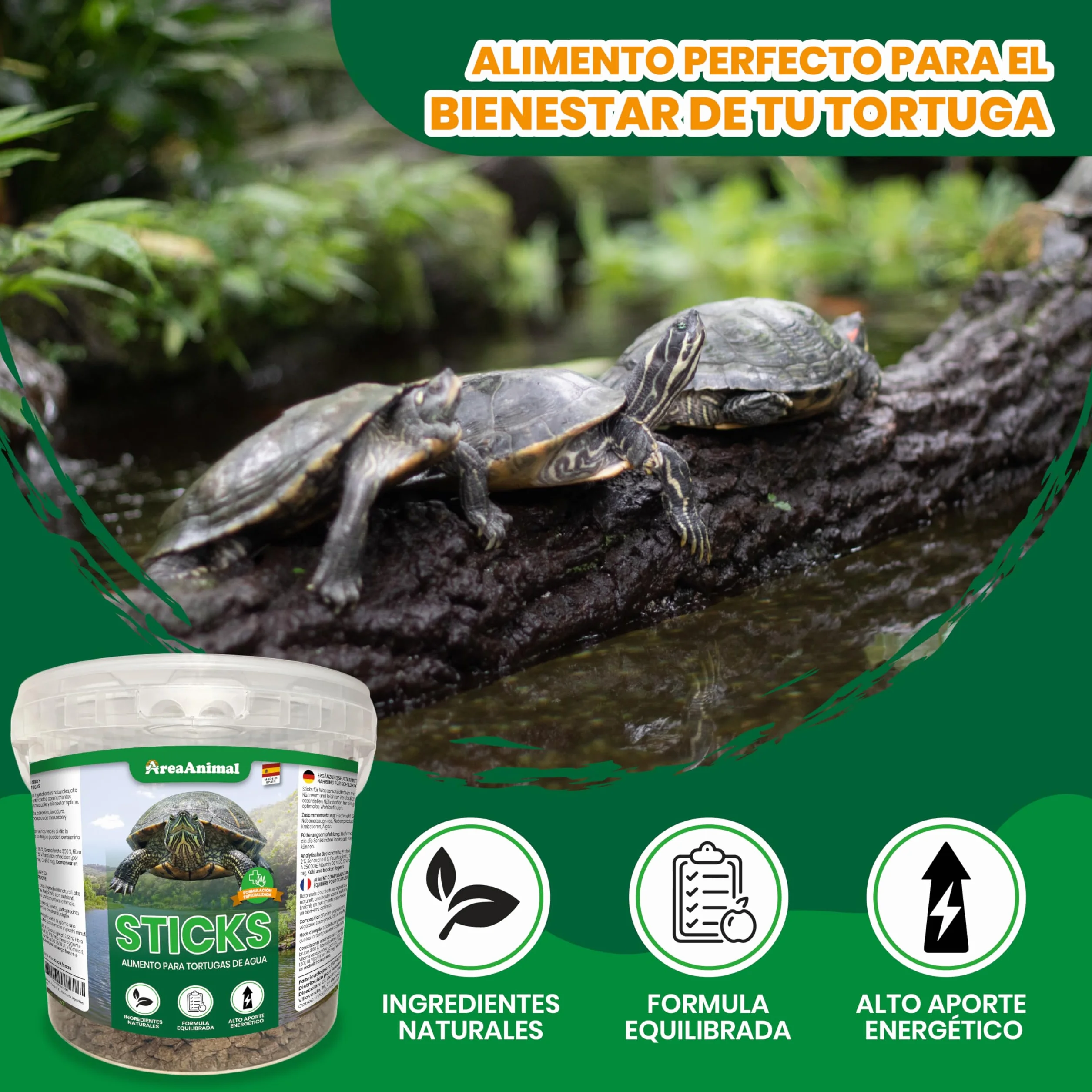Nourriture tortues d'eau 1,5 kg/5,5 l Stick haute valeur nutritive
