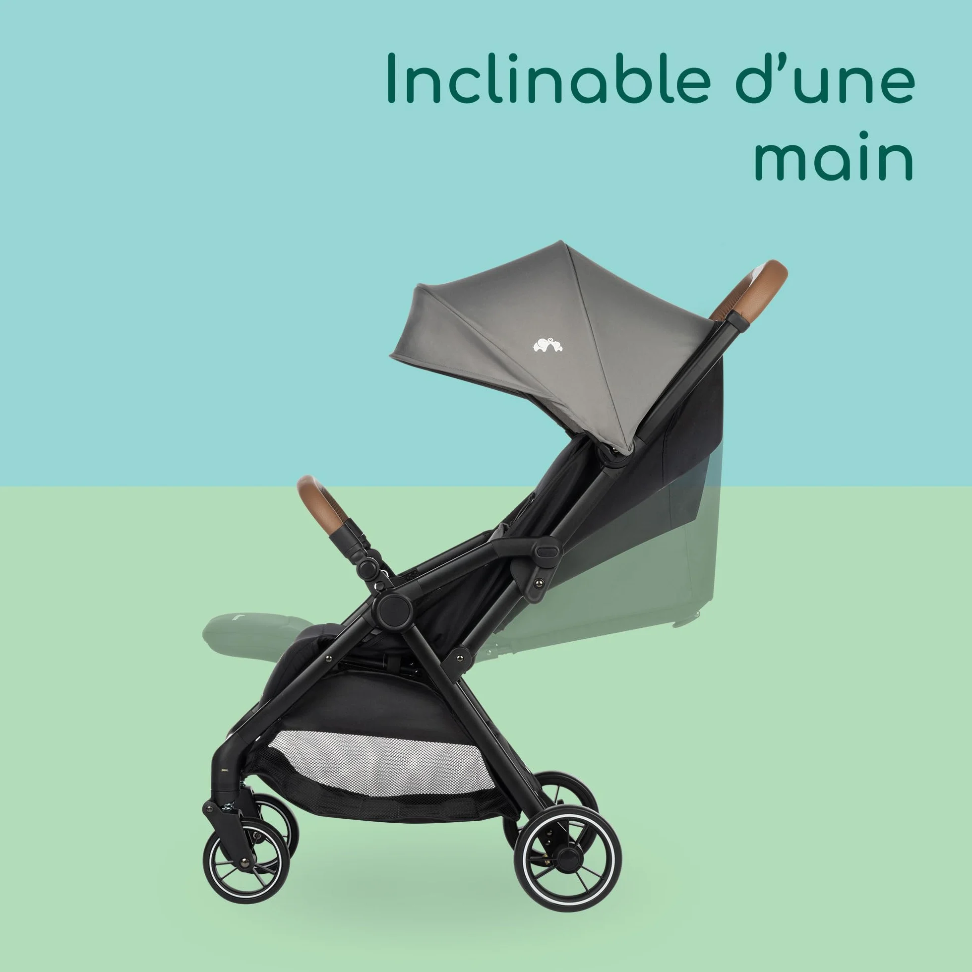 Bebeconfort Sunlite poussette canne compacte 0-4 ans 22 kg légère 7,2 kg 3 positions inclinaison inclinable d'une main grand panier Tinted Grey