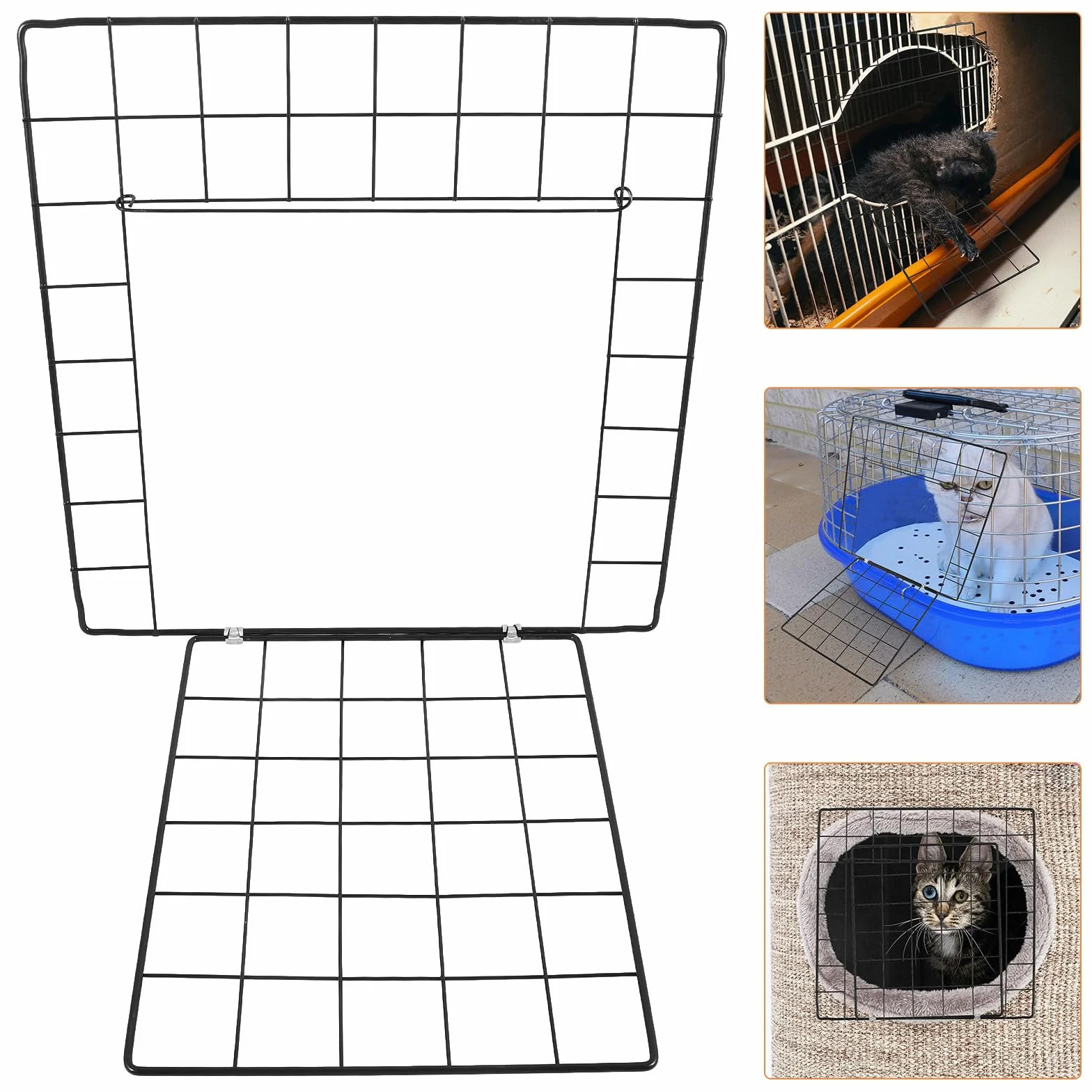 Hemobllo Porte de Cage Métallique 35x35 cm Fer Noir, Porte de Clôture Modulable pour Chat et Lapin