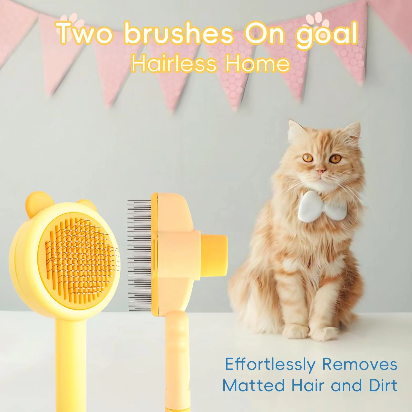 Brosses pour chat lot de 2, design doux, élimine poils morts