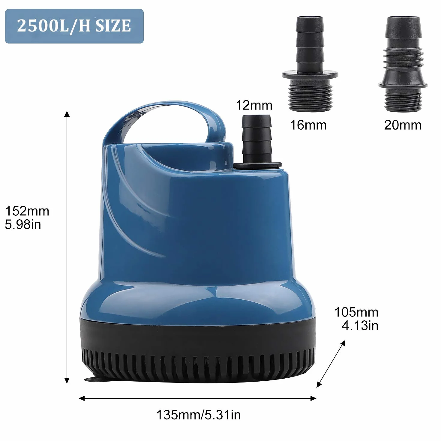 EXLECO Mini Pompe Submersible 2500 L/H 40W 230V Hauteur de Refoulement 2,3 M