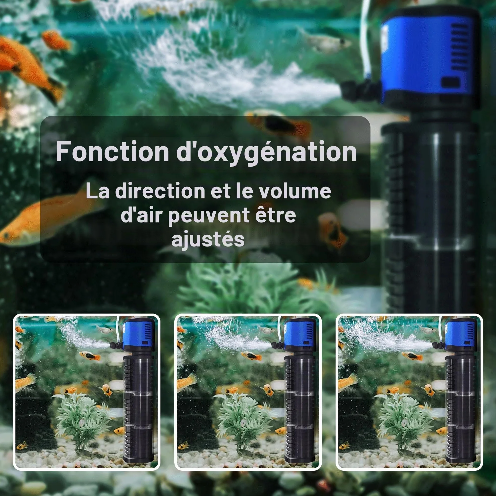Pompe submersible 4 en 1 Filtre d'aquarium 1500 l/h pour 300-750 litres