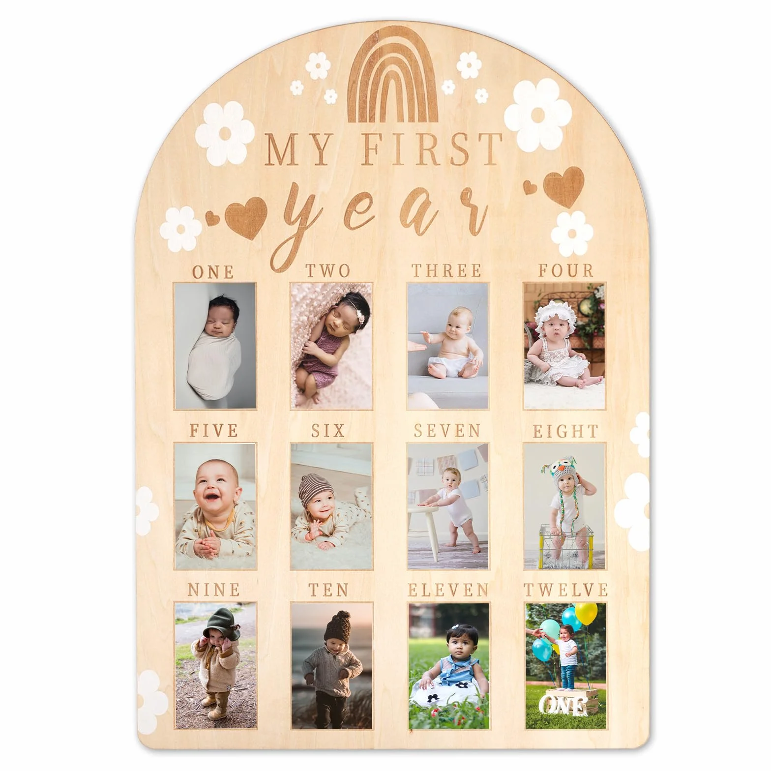 PEUTIER Cadre Photo Bébé Première Année Personnalisé Garçon Fille Anniversaire Décoration Chambre
