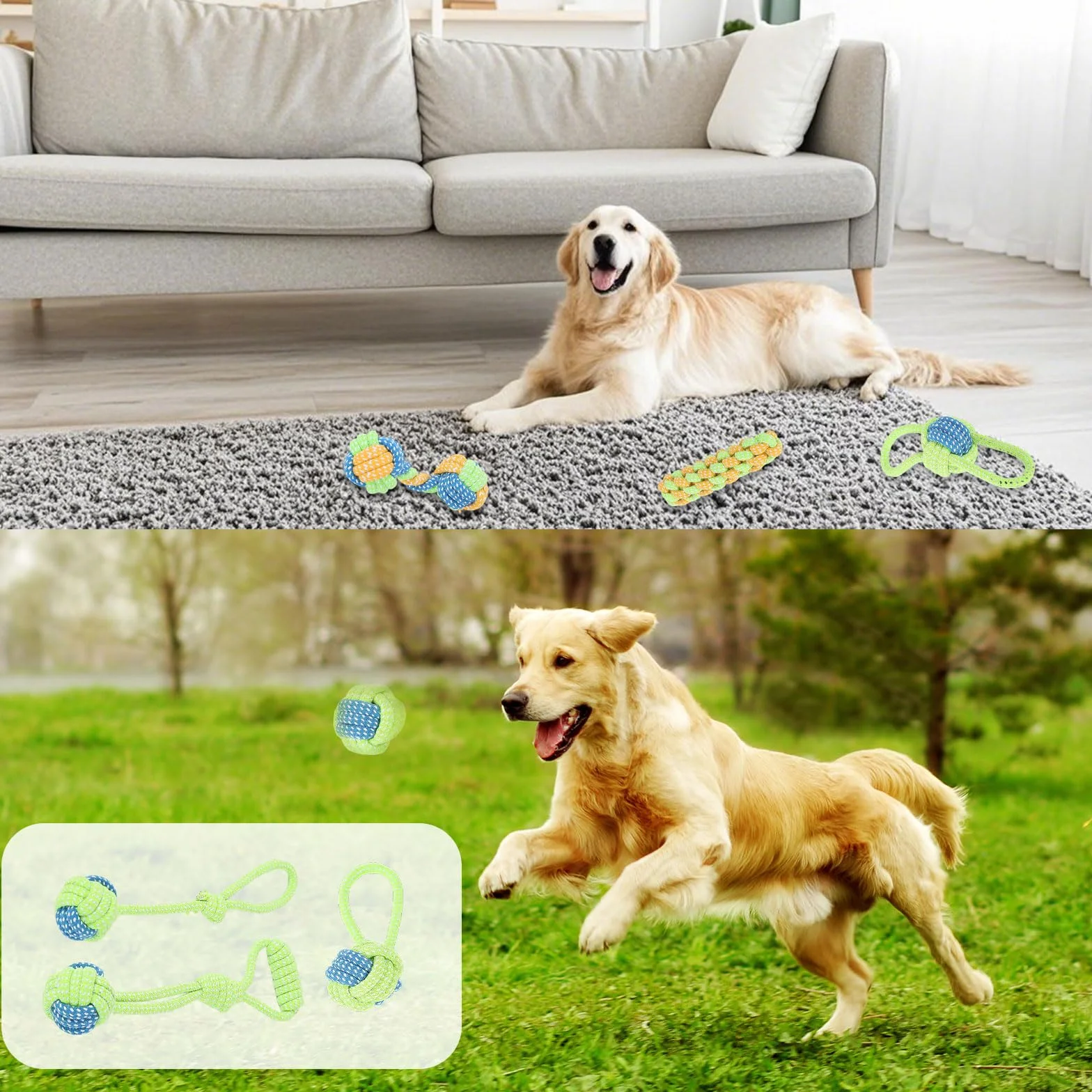 Corde Chien Jouet pour Chien Indestructible Jouets a Mâcher Robustes 400g