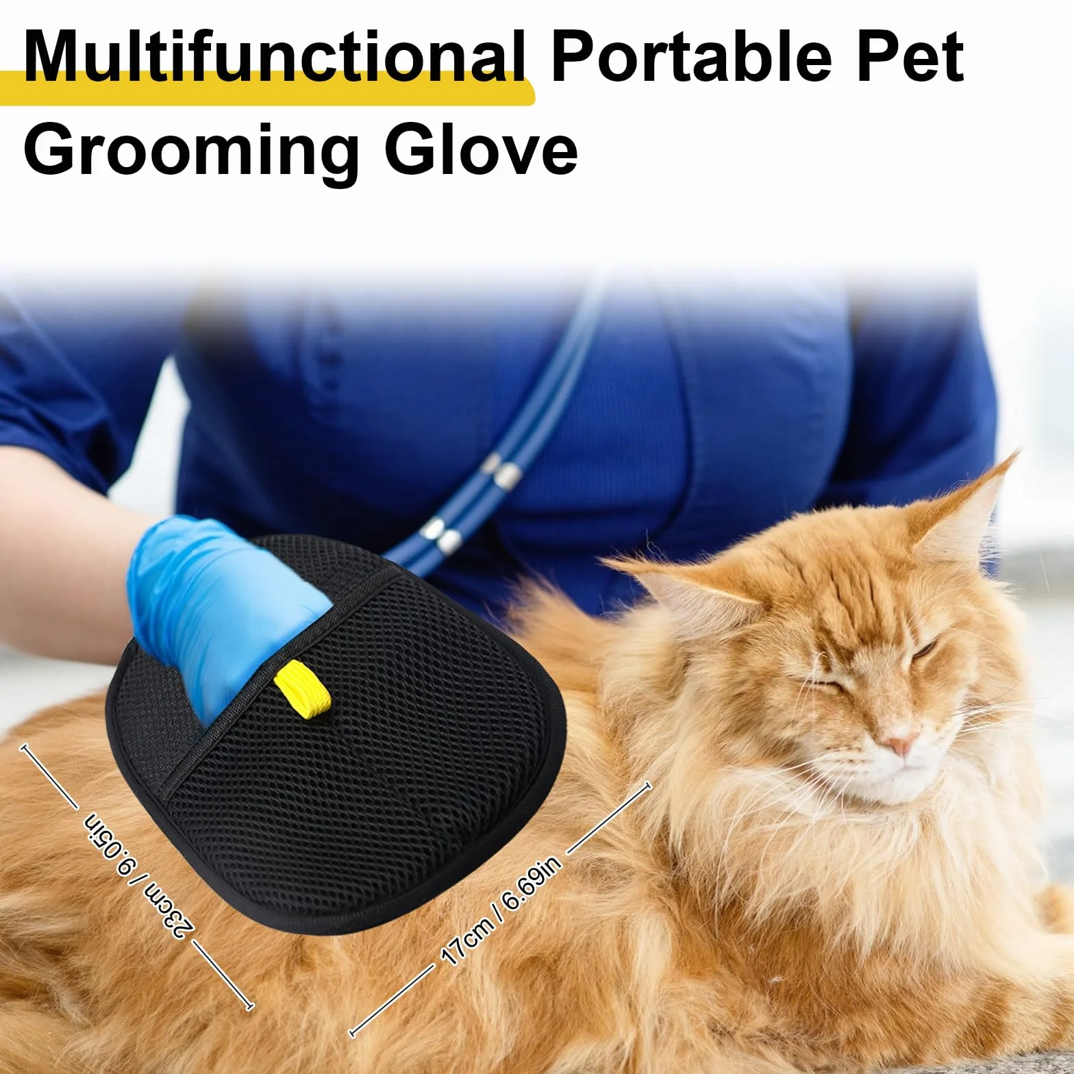 Gants Antistatiques pour Poils D'Animaux, Double-Sided Pet Grooming Gloves, Reusable Gants de Toilettage