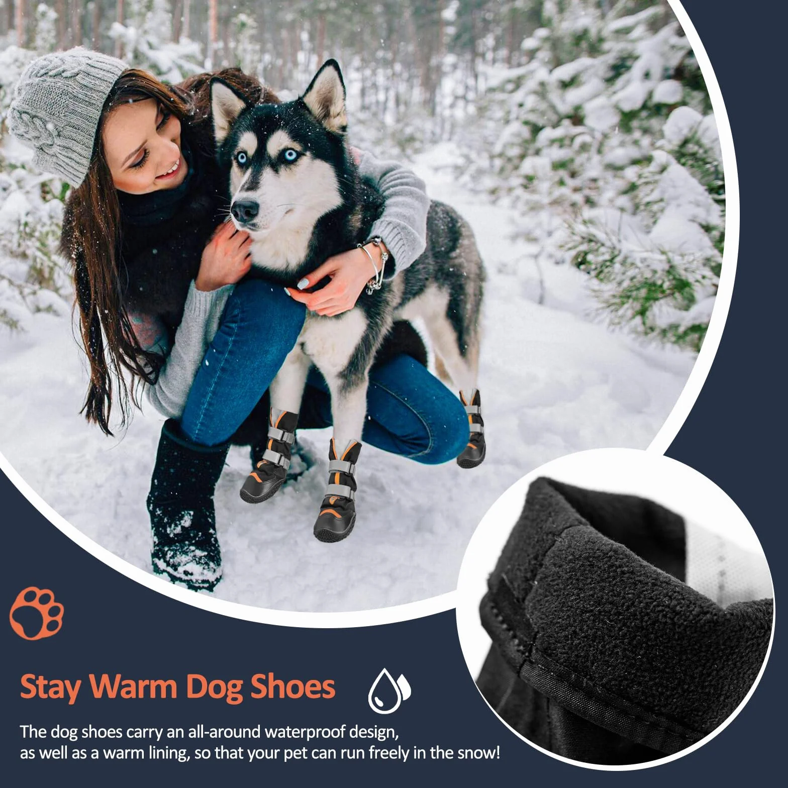 Lot de 4 chaussures imperméables pour chien OHCOZZY avec languette en forme de V et semelle en caoutchouc