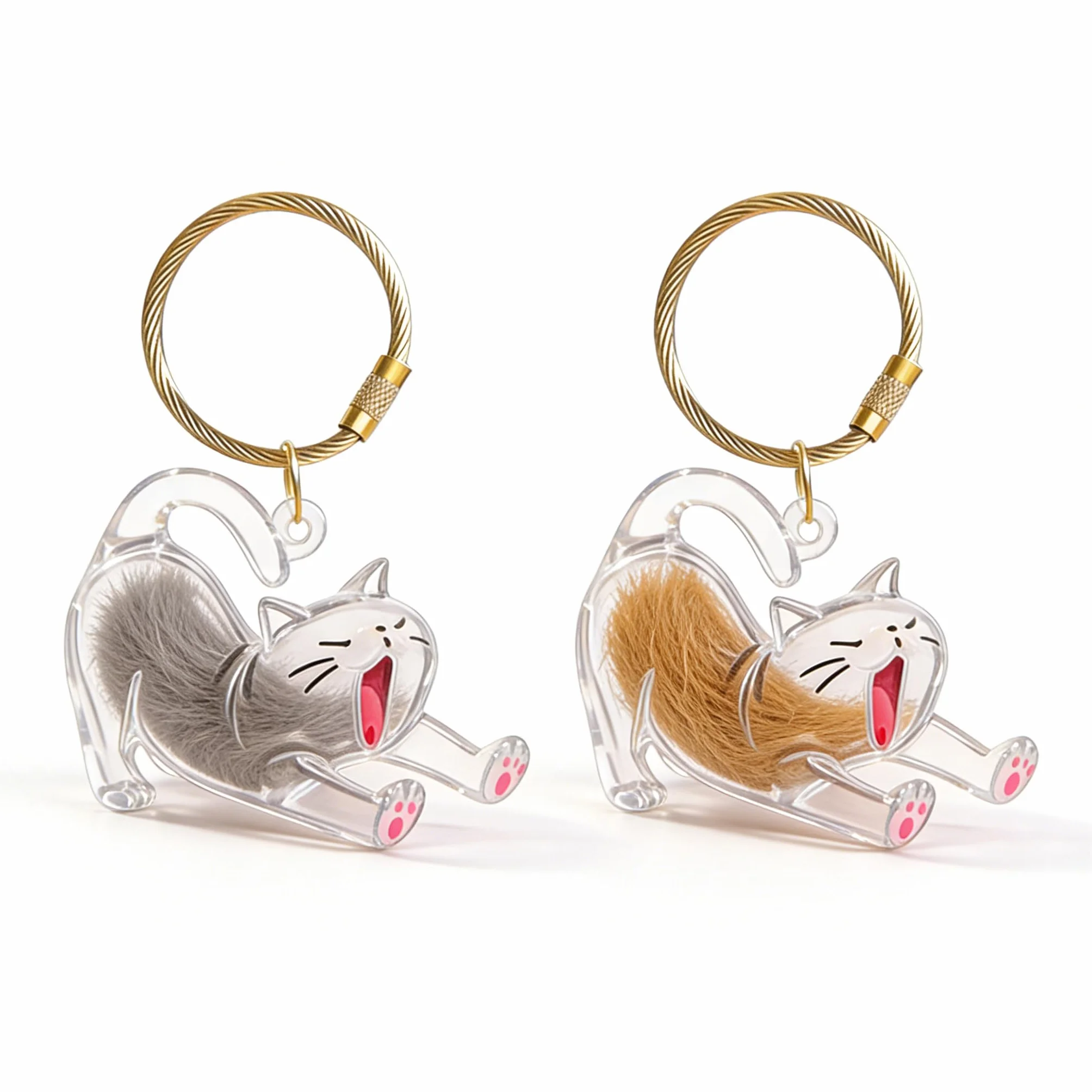 Lot de 2 Pendentif DIY en Poils de Chat, Boîte de Rangement Transparente, Cadeau pour Amoureux des Animaux