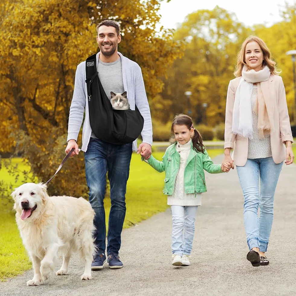 Sac de Transport pour Chien Chat Réglable Mains Libres Jusqu'à 7,5 kg Noir