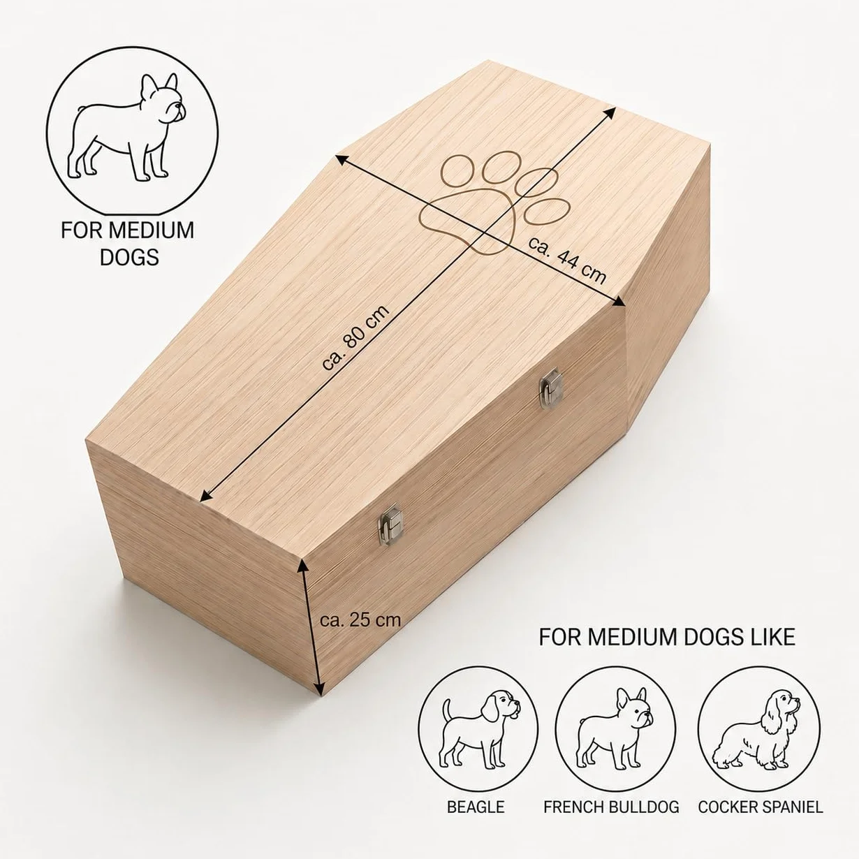 PrimoLiving Cercueil en bois naturel XXL pour grands animaux