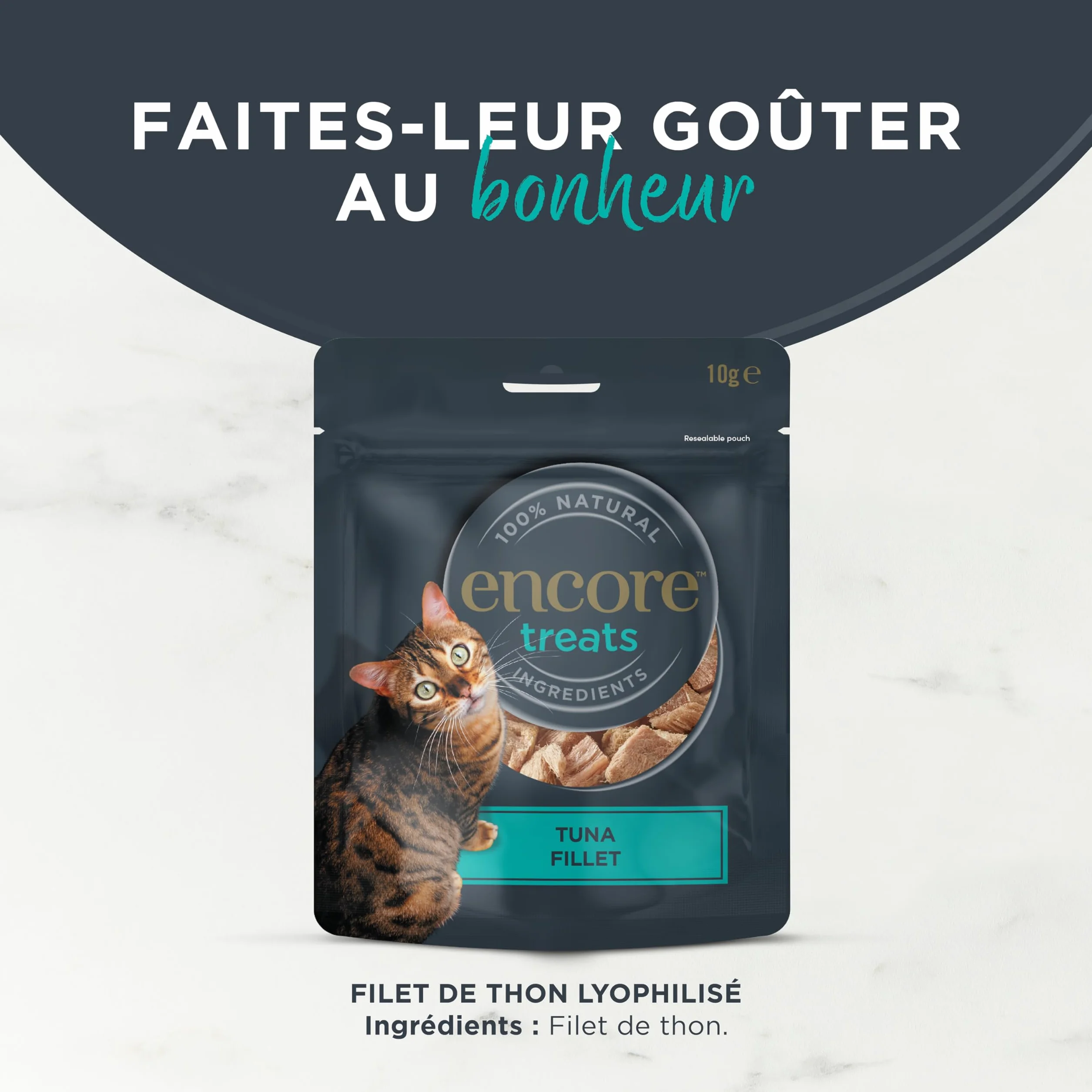 Encore Friandises pour Chat au Filet de Thon 100% Naturelles Lyophilisées Snacks Sains sans Céréales Lot de 12 Pochettes 10 g