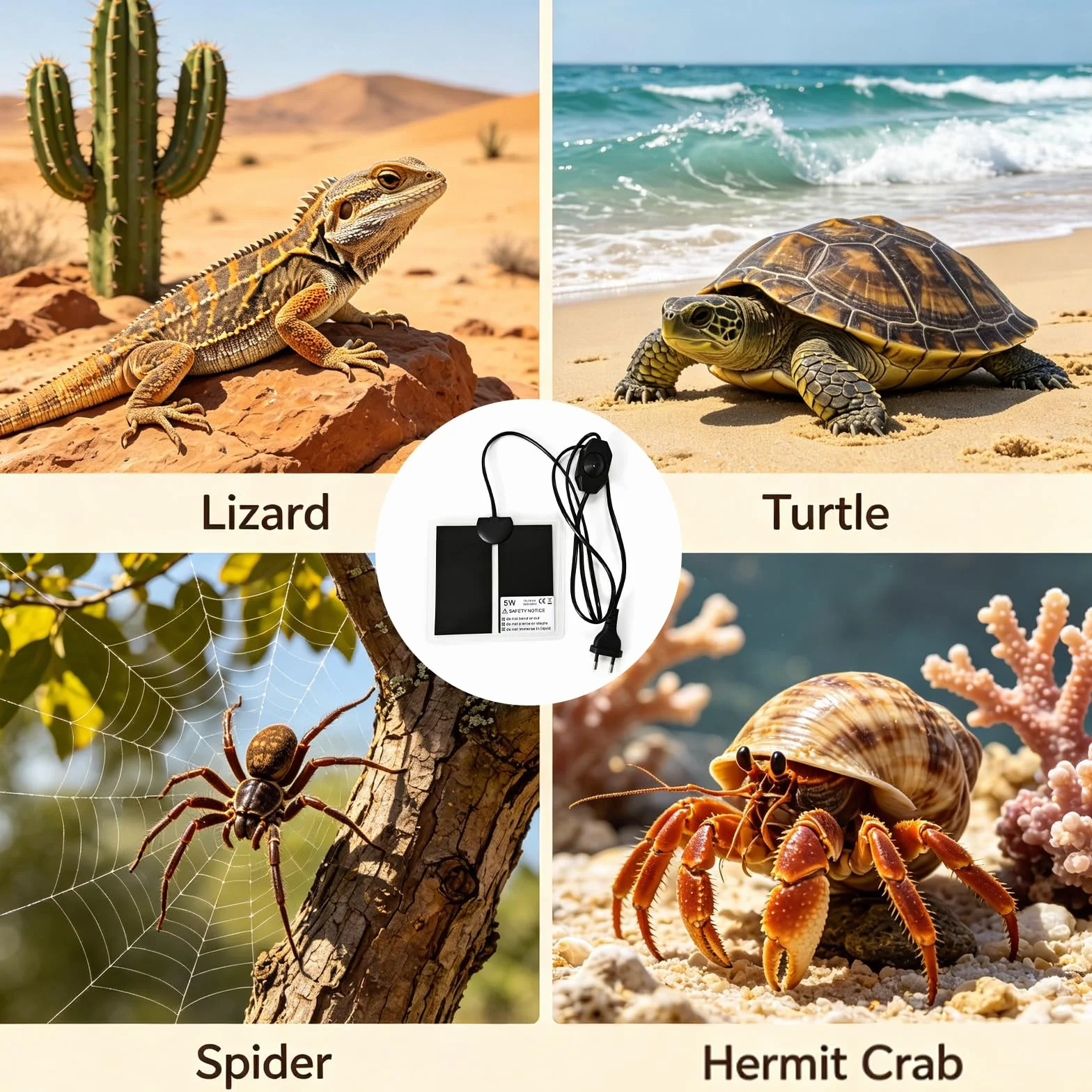 Tapis Chauffant Reptiles 14W 28x28cm Coussin Chauffant Terrarium avec Contrôle Température Réglable