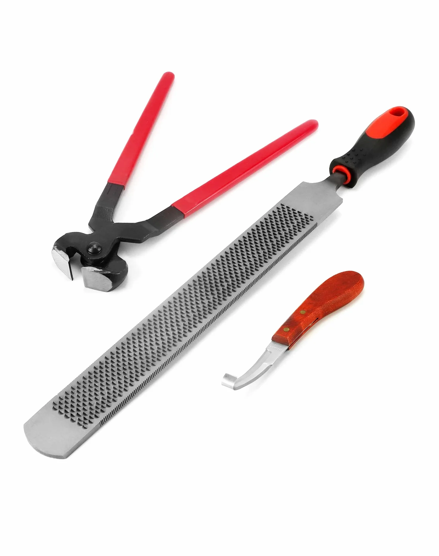 QWORK 3 Pièces Outils de Maréchalerie Pince à Sabot Outil de Parage Râpe Poignée Chevaux