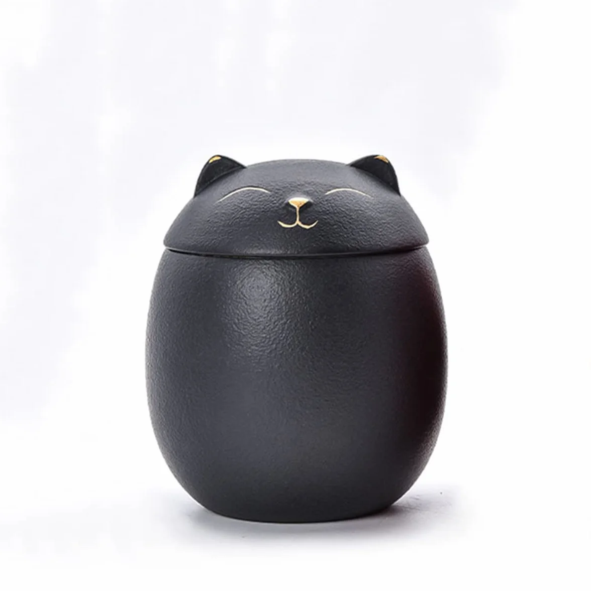 Urne pour Cendres de Chat, Urne Commémorative Forme de Chat, Urne Funéraire Décorative Artisanale, Noir, 500ML