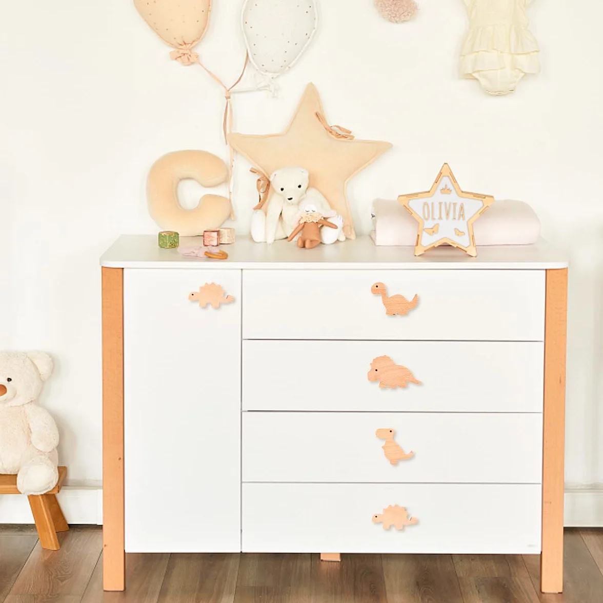 MplehDa Bouton de Meuble Enfant Lot de 4 Poignées de Meuble en Bois Animals