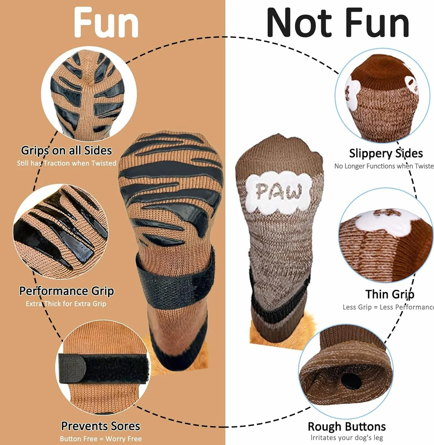 Chaussettes Antidérapantes pour Chien – Double Face pour Sol en Bois, Protège-Pattes (S)
