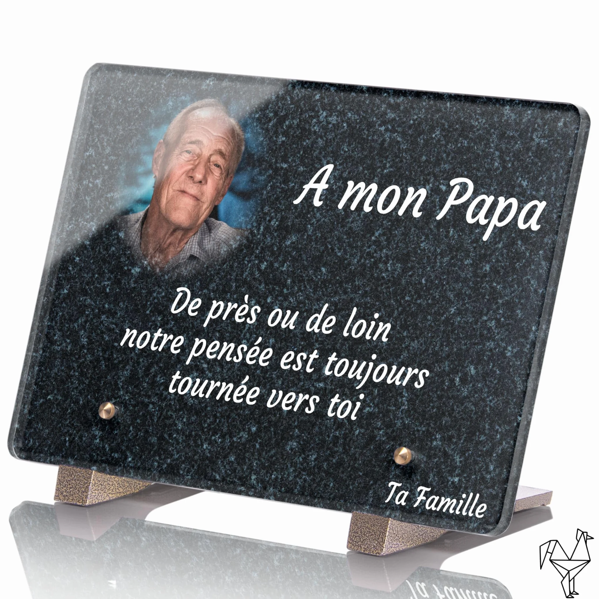 Plaque Funéraire Personnalisable avec Photo Effet Granit 30x20 cm Résistante aux Intempéries Traitée Anti UV