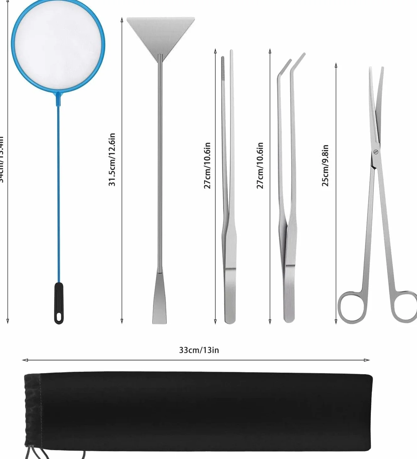 6 Pièces Outil Aquarium Acier Inoxydable 6 en 1 Aquascaping Tools