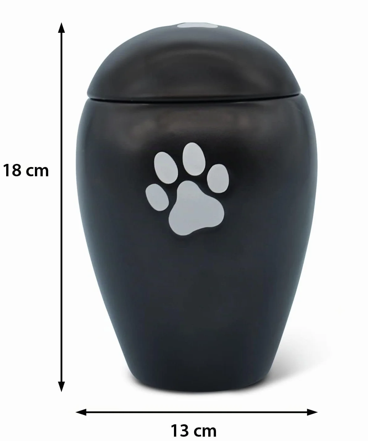 FeinKnick Urne funéraire 1 litre céramique Noir patte argentée résistant intempéries cendres