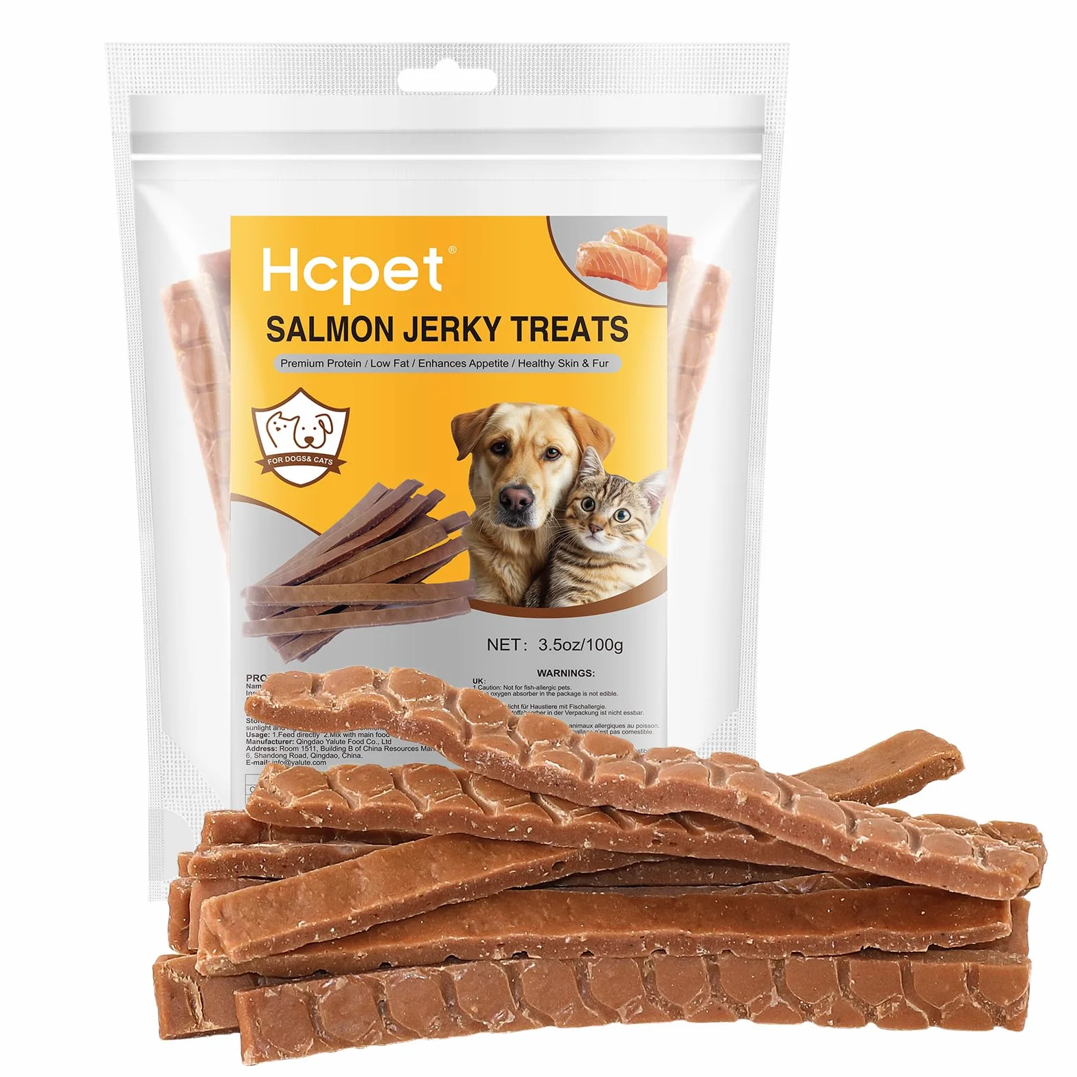 Friandises pour Chien Saumon Séché Lamelles Tendres Snacks sains à mâcher Riche en Protéines Faible en Gras 100g