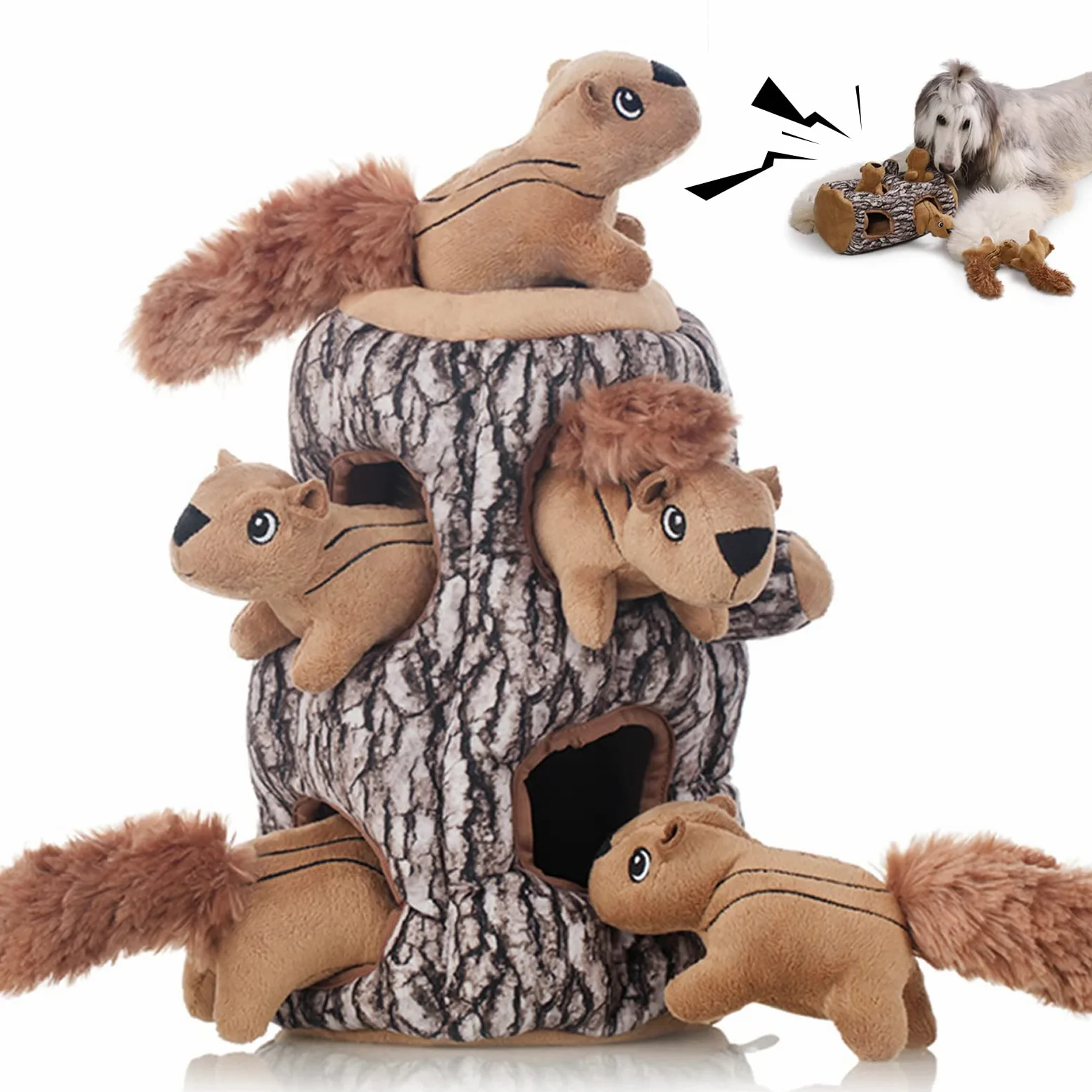 LaiFug Jouet en Peluche pour Chien en Forme d'écureuil caché, Jouet interactif couineur pour Chien, Taille XL