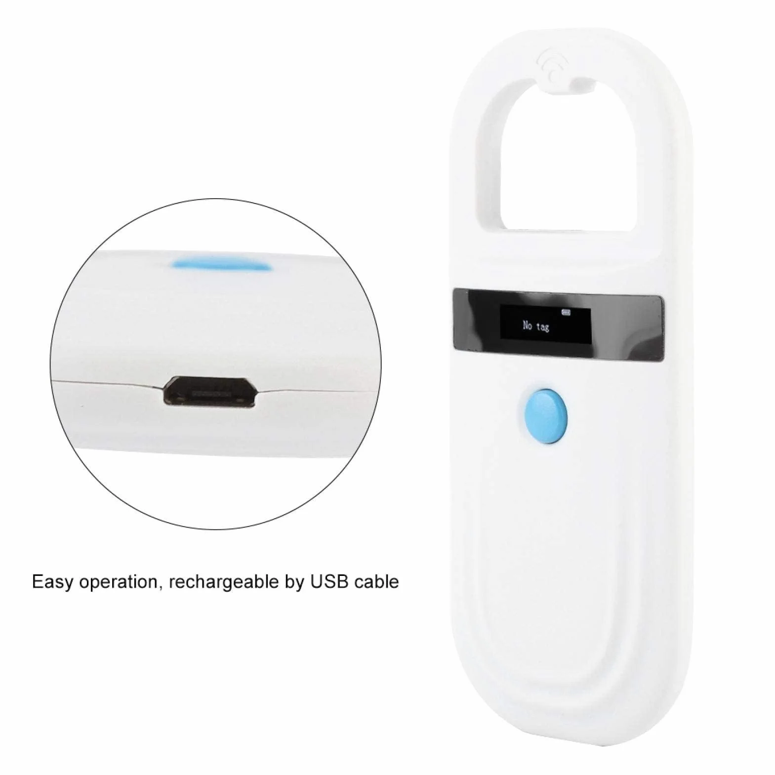 Agatige Lecteur RFID EMID Rechargeable Portable pour Animaux