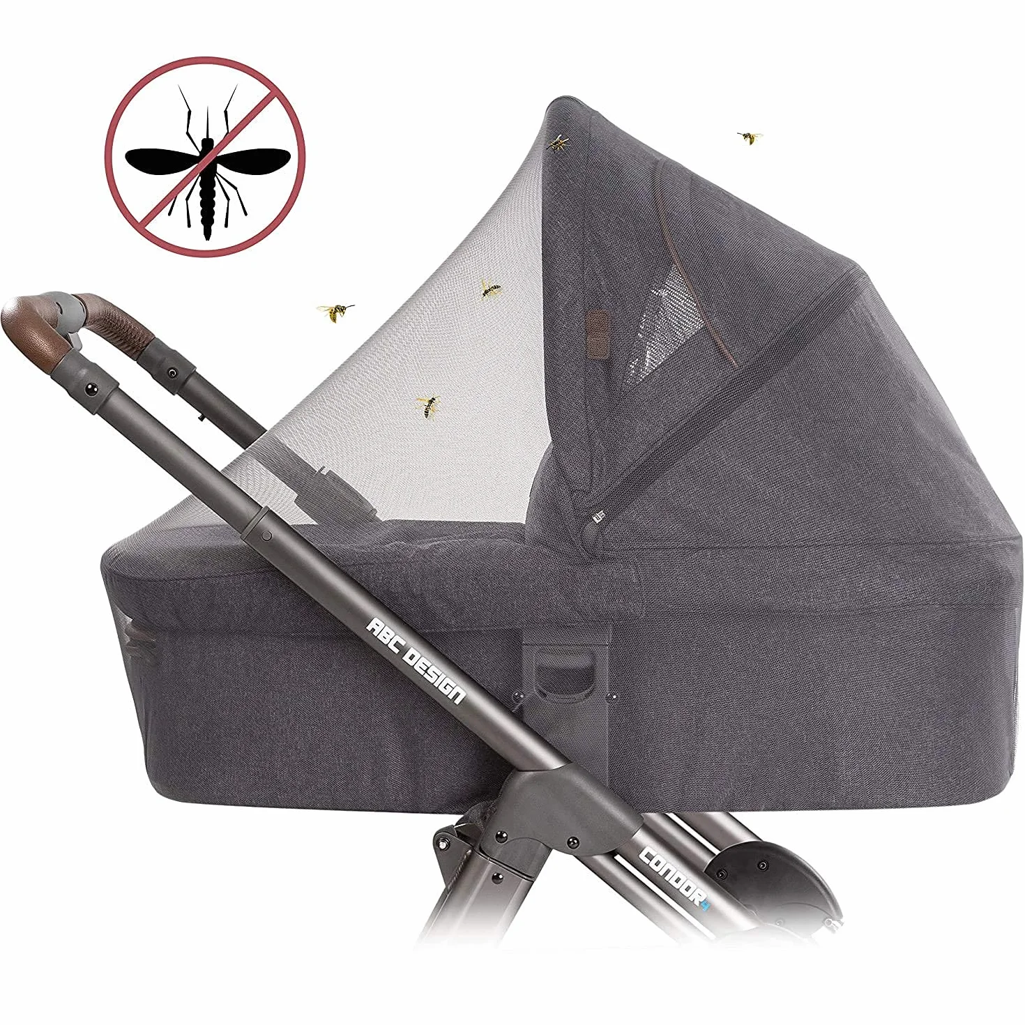 Zamboo Moustiquaire Poussette Universelle Filet Anti Moustique Protection Fine Résistante Lavable Gris