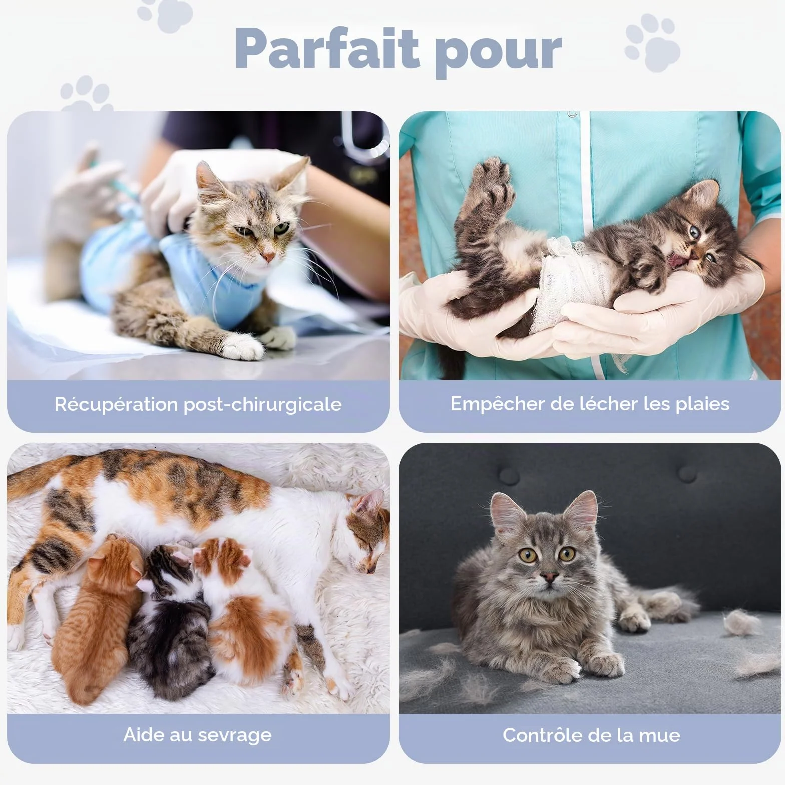 Avont Body Chat Post Opératoire Stérilisation, Combinaison de Récupération après Chirurgie, Protection Contre Le Léchage - Violet (S)