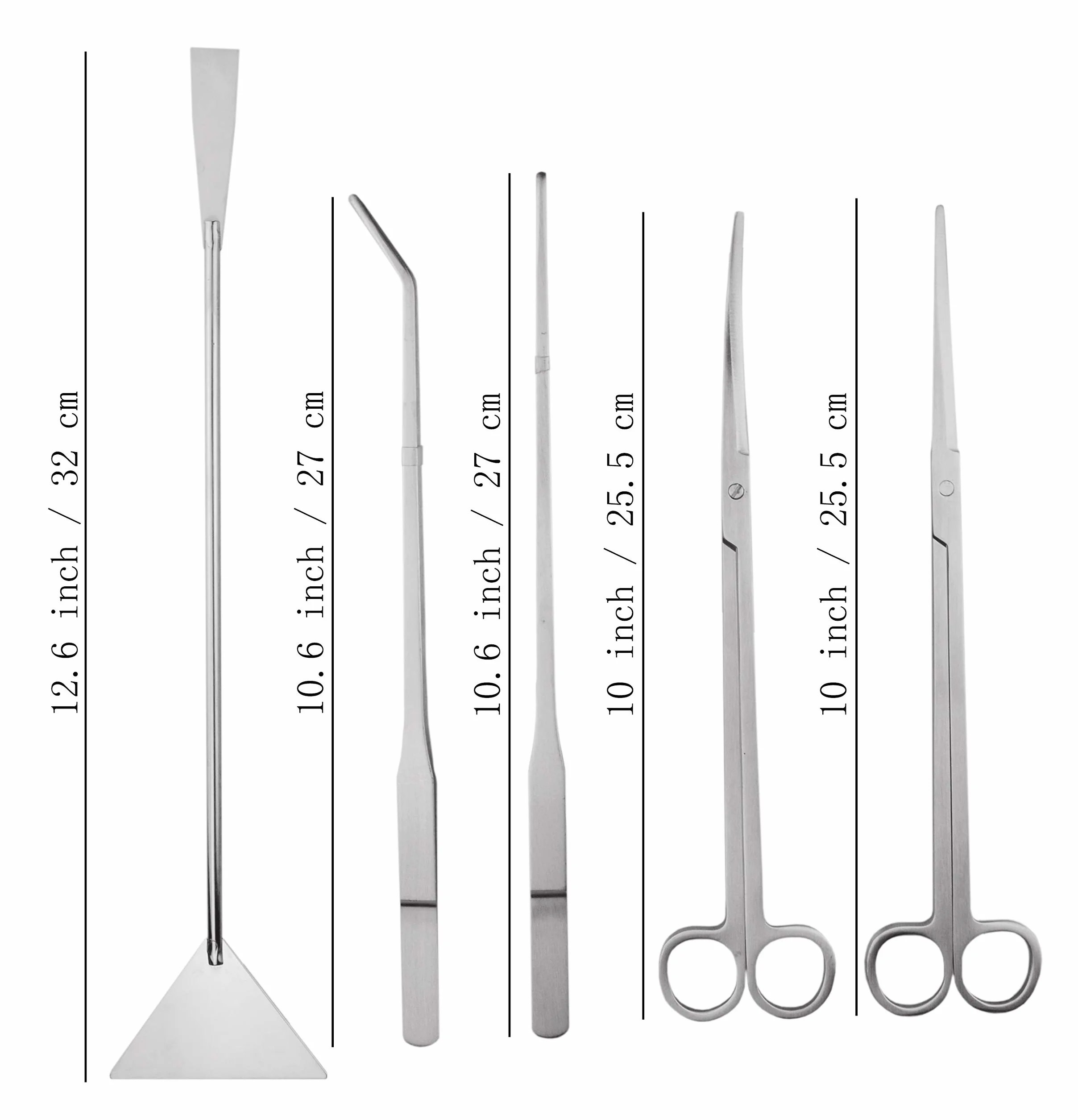 Générique Acier Inoxydable Aquarium Aquascaping Kit Pince à épiler Ciseaux Spatule 5 Outils